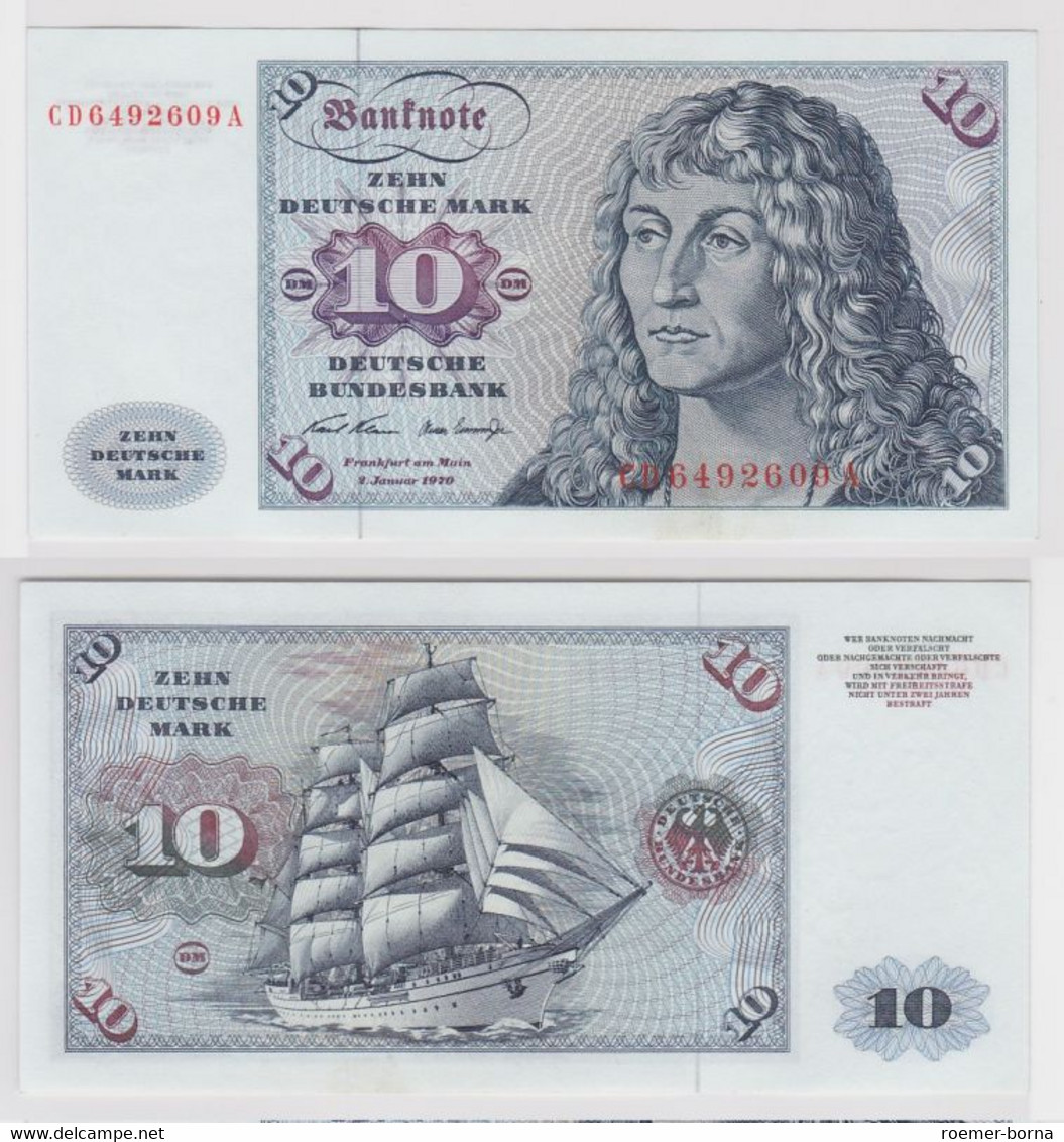 T146899 Banknote 10 DM Deutsche Mark Ro. 270a Schein 2.Jan. 1970 KN CD 6492609 A - 10 Deutsche Mark