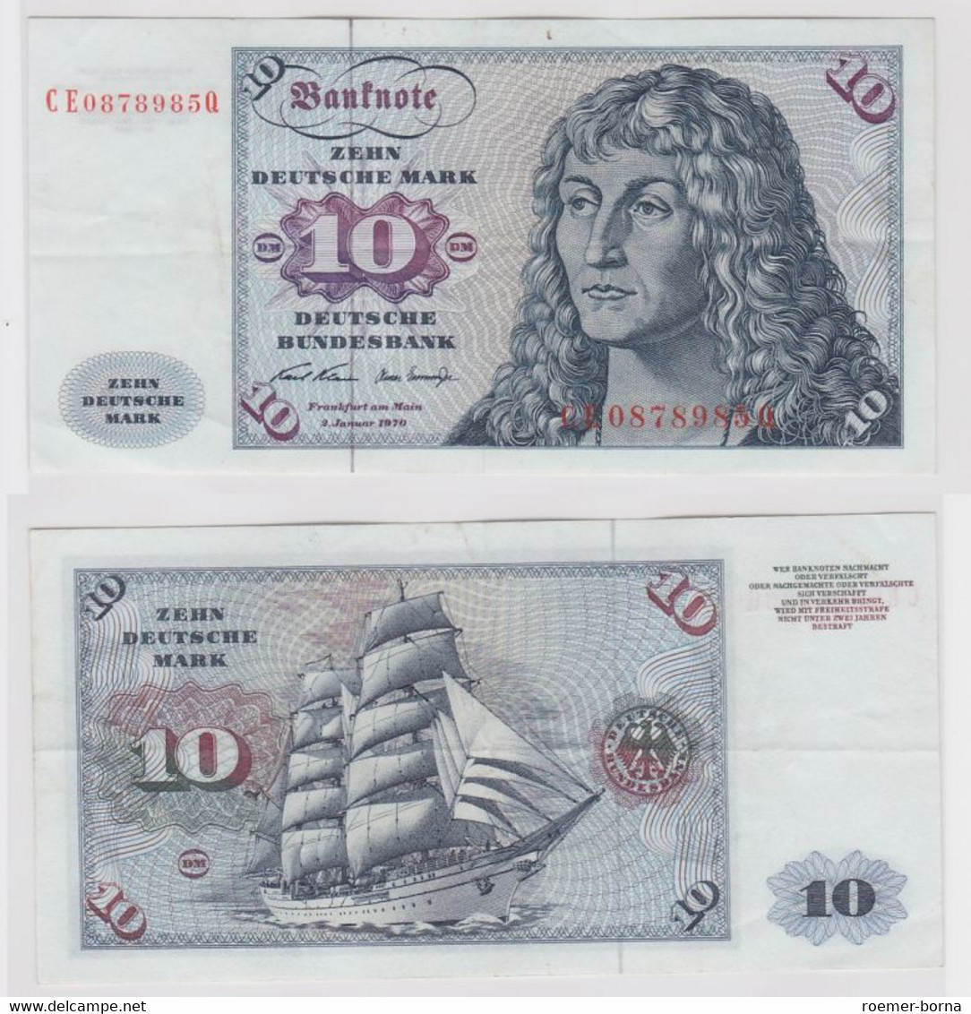 T146907 Banknote 10 DM Deutsche Mark Ro. 270b Schein 2.Jan. 1970 KN CE 0878985 Q - 10 DM