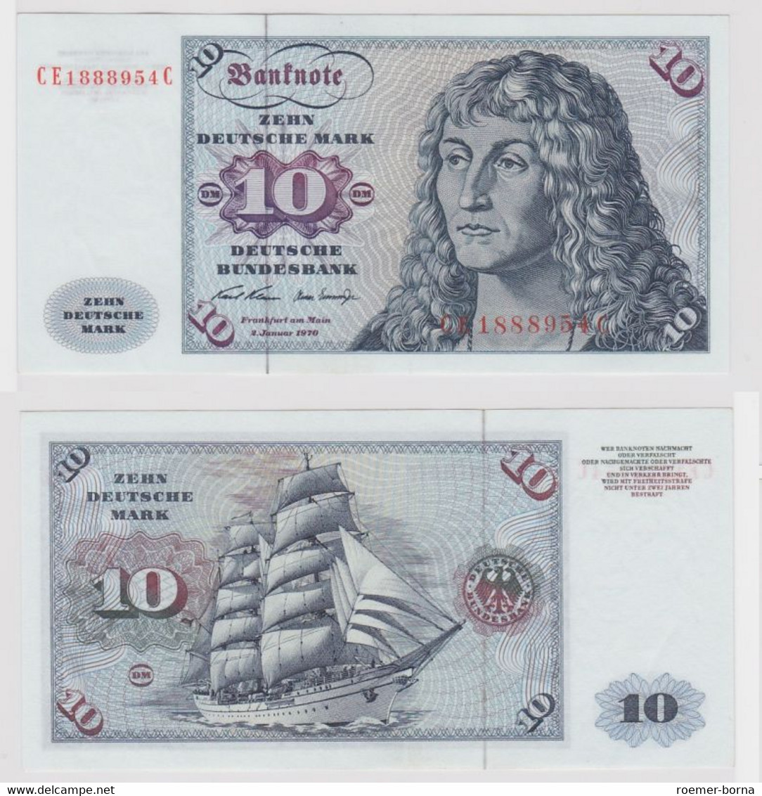 T146912 Banknote 10 DM Deutsche Mark Ro. 270b Schein 2.Jan. 1970 KN CE 1888954 C - 10 Deutsche Mark