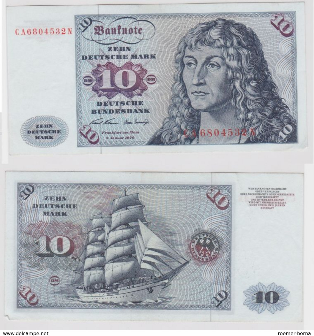 T146915 Banknote 10 DM Deutsche Mark Ro. 270a Schein 2.Jan. 1970 KN CA 6804532 N - 10 DM