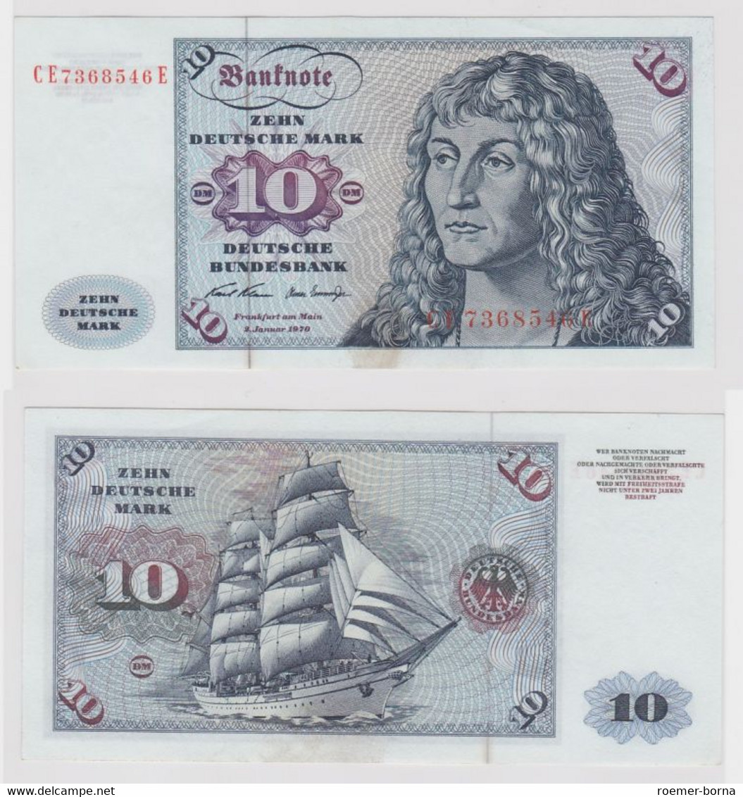 T146918 Banknote 10 DM Deutsche Mark Ro. 270b Schein 2.Jan. 1970 KN CE 7368546 E - 10 DM
