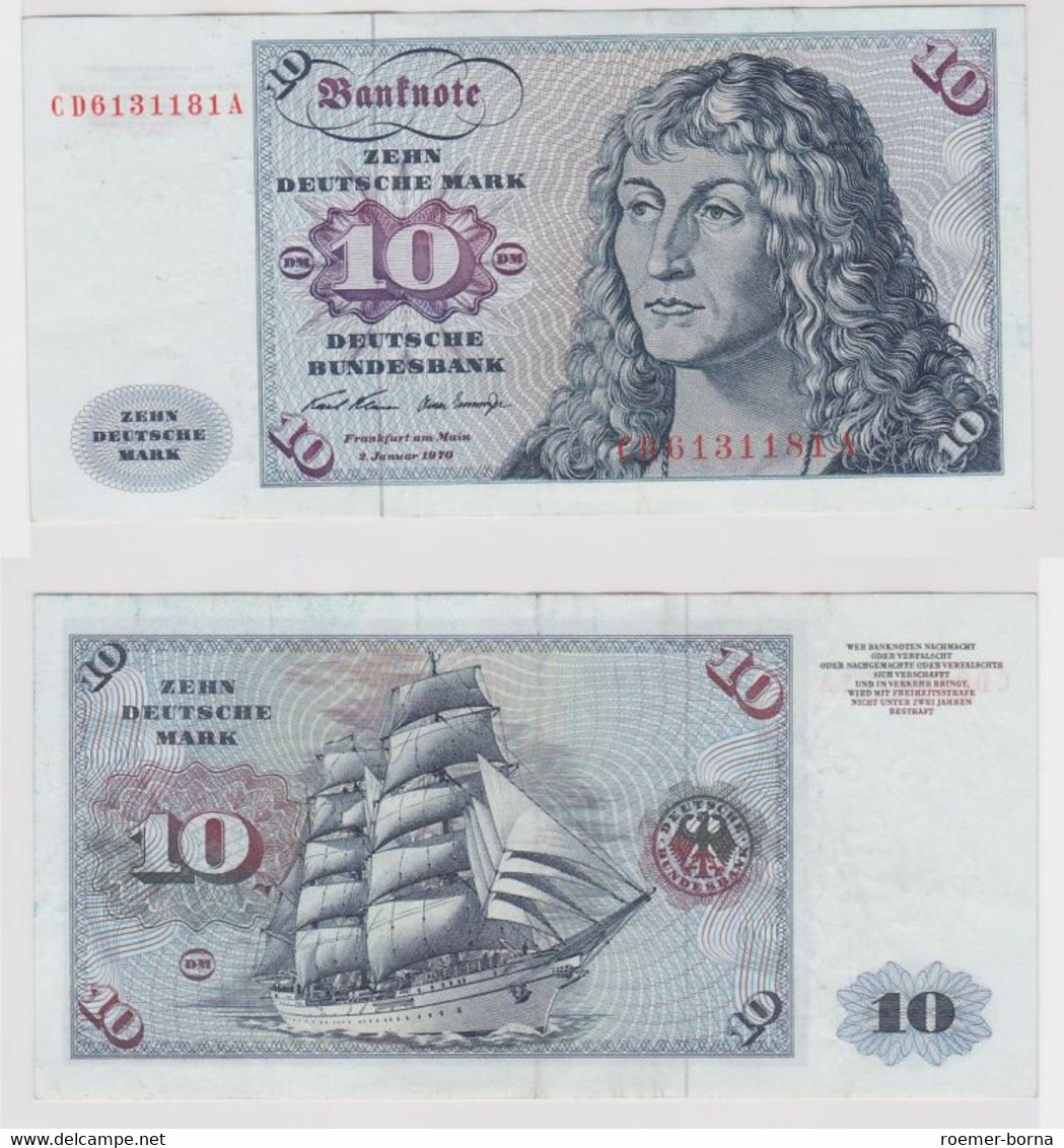 T146928 Banknote 10 DM Deutsche Mark Ro. 270a Schein 2.Jan. 1970 KN CD 6131181 A - 10 DM