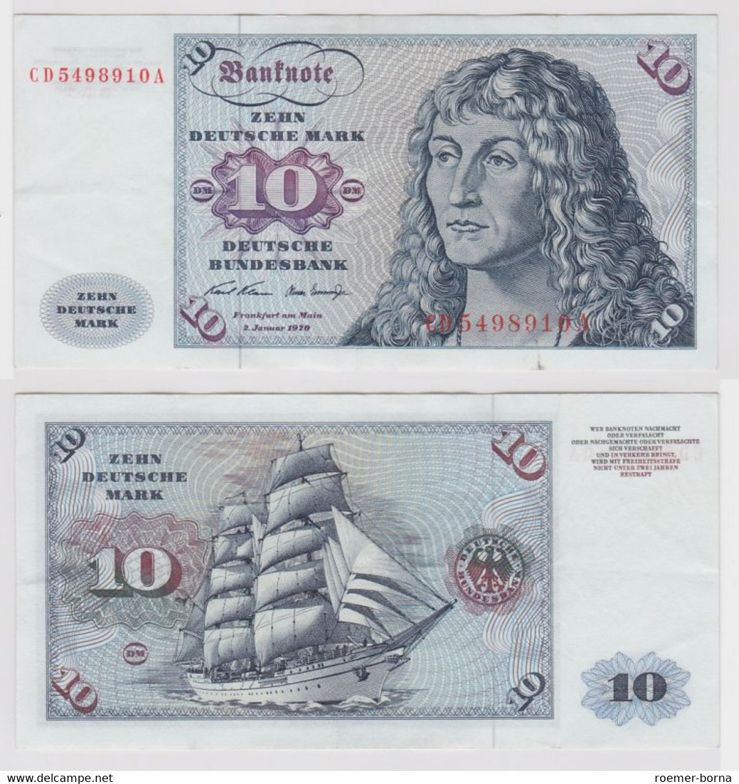 T146934 Banknote 10 DM Deutsche Mark Ro. 270a Schein 2.Jan. 1970 KN CD 5498910 A - 10 DM