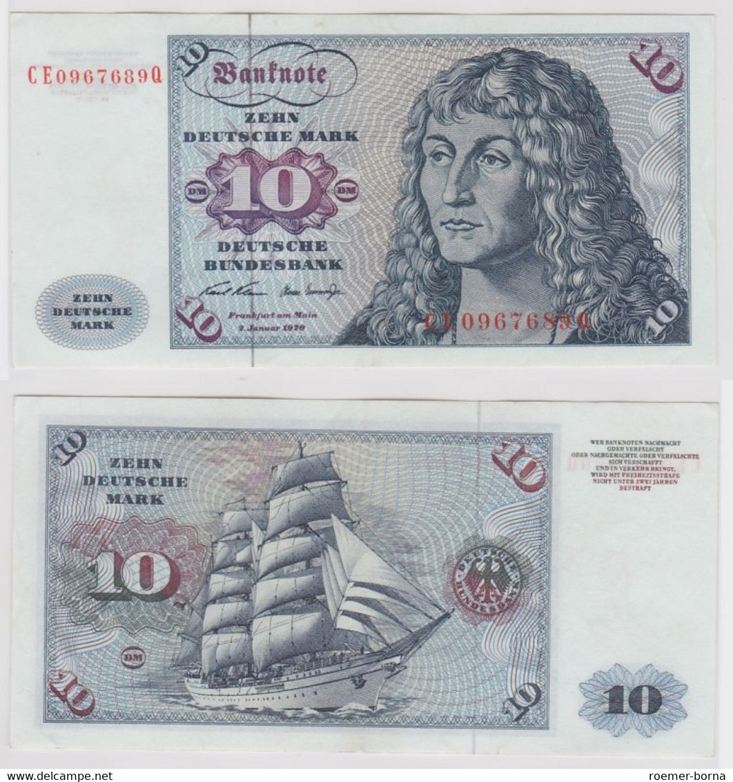 T146943 Banknote 10 DM Deutsche Mark Ro. 270b Schein 2.Jan. 1970 KN CE 0967689 Q - 10 DM