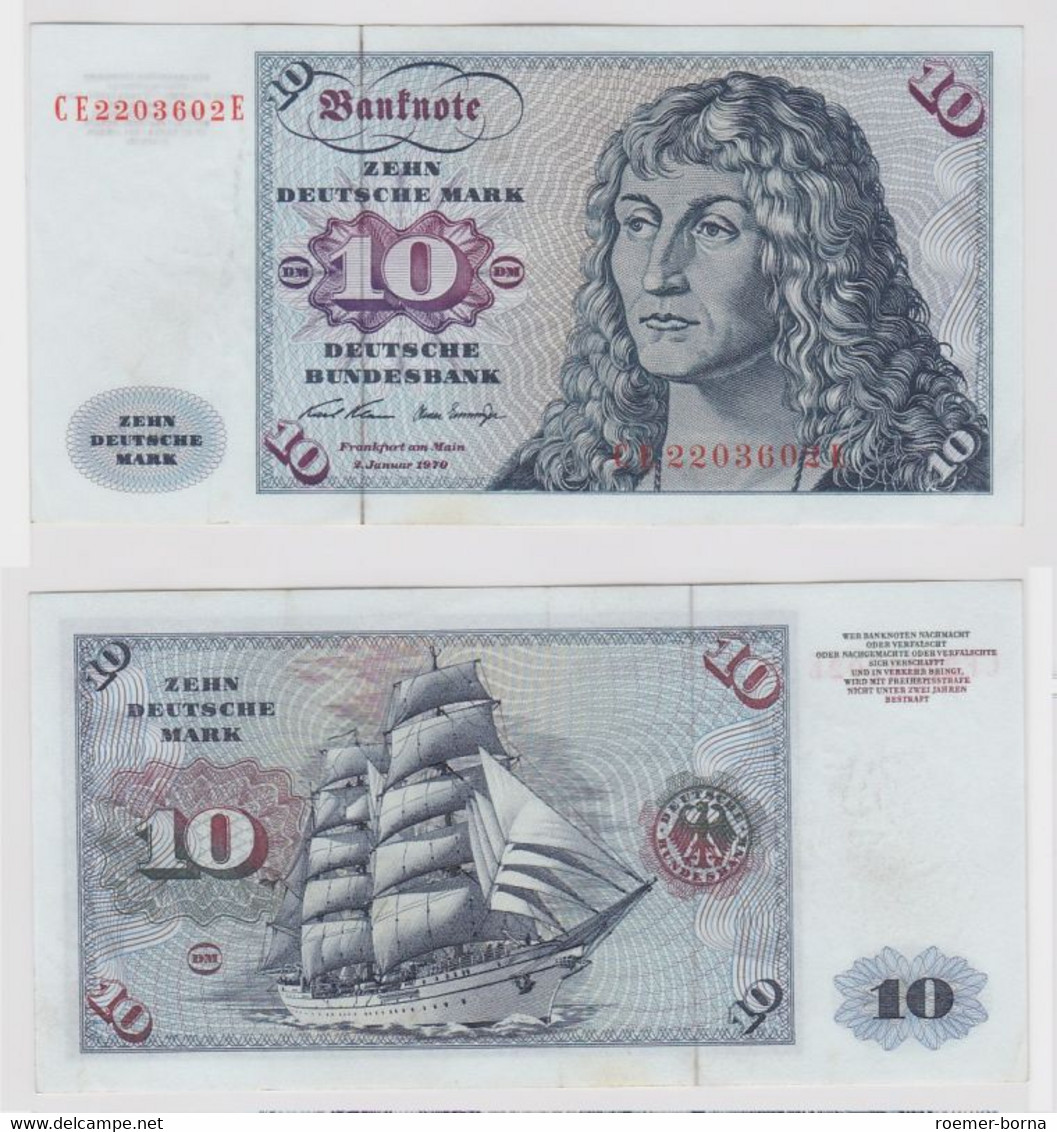 T146946 Banknote 10 DM Deutsche Mark Ro. 270b Schein 2.Jan. 1970 KN CE 2203602 E - 10 Deutsche Mark