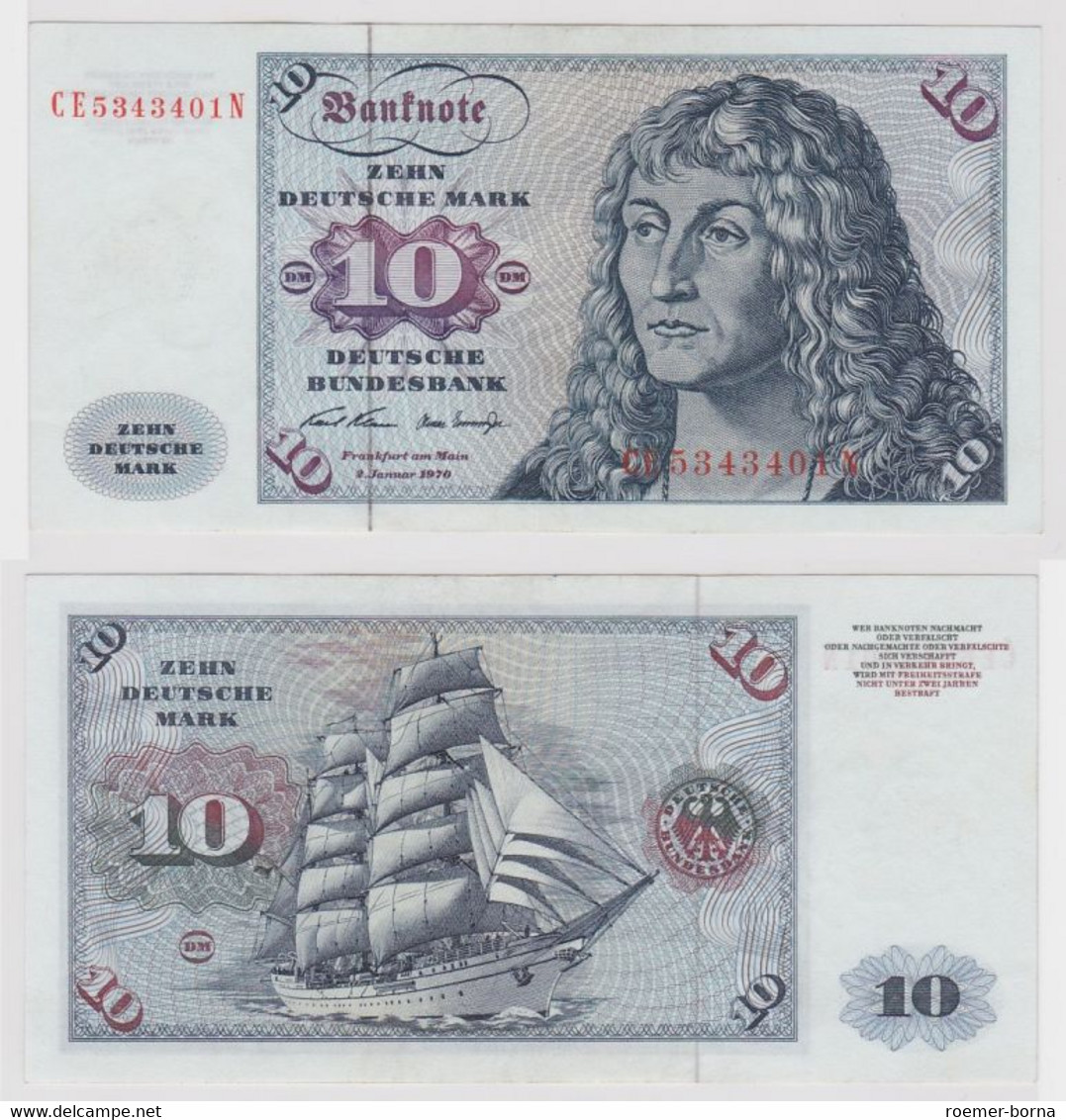 T146949 Banknote 10 DM Deutsche Mark Ro. 270b Schein 2.Jan. 1970 KN CE 5343401 N - 10 DM