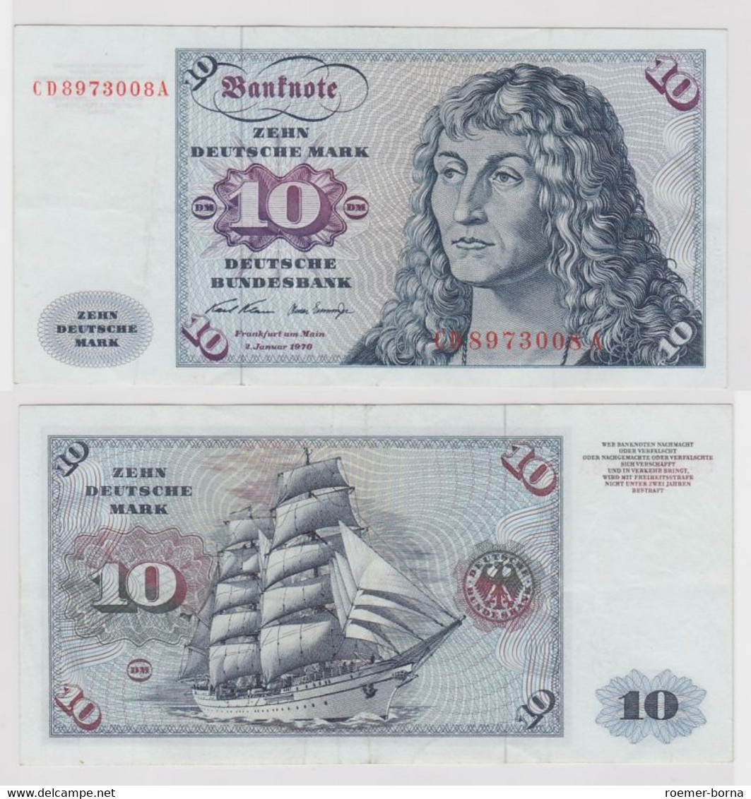 T146953 Banknote 10 DM Deutsche Mark Ro. 270a Schein 2.Jan. 1970 KN CD 8973008 A - 10 DM