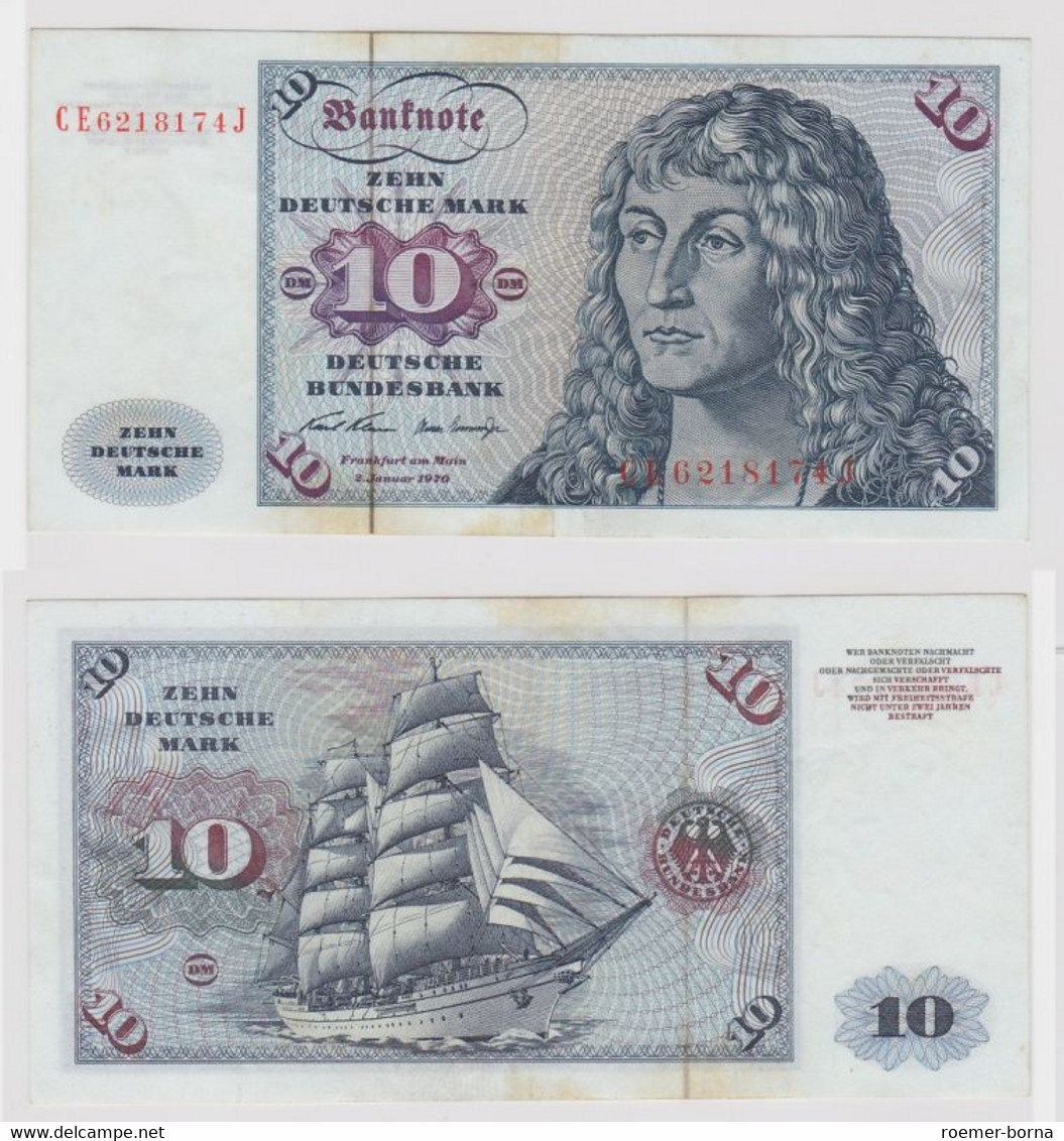 T146954 Banknote 10 DM Deutsche Mark Ro. 270b Schein 2.Jan. 1970 KN CE 6218174 J - 10 Deutsche Mark