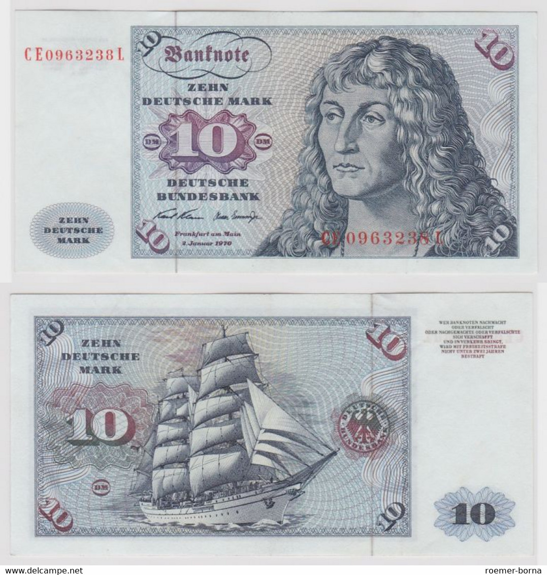 T146959 Banknote 10 DM Deutsche Mark Ro. 270b Schein 2.Jan. 1970 KN CE 0963238 L - 10 Deutsche Mark