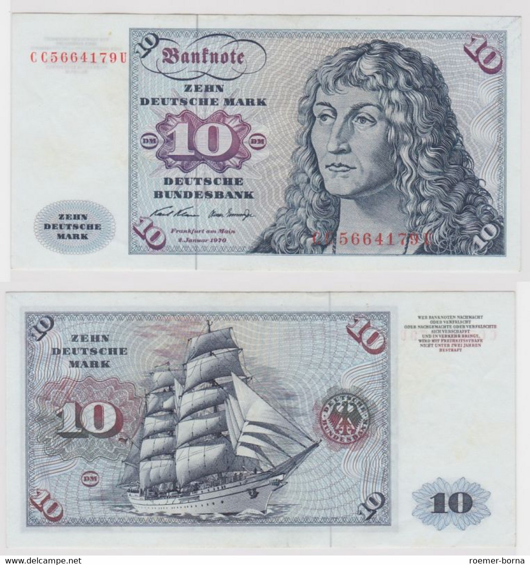 T147014 Banknote 10 DM Deutsche Mark Ro. 270a Schein 2.Jan. 1970 KN CC 5664179 U - 10 DM