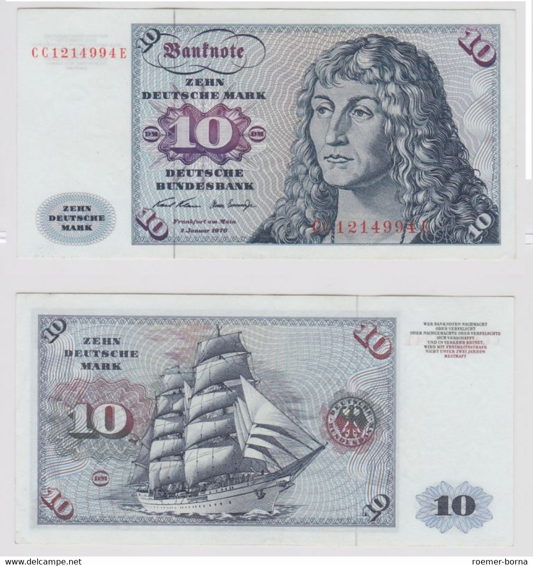 T147039 Banknote 10 DM Deutsche Mark Ro. 270a Schein 2.Jan. 1970 KN CC 1214994 E - 10 Deutsche Mark