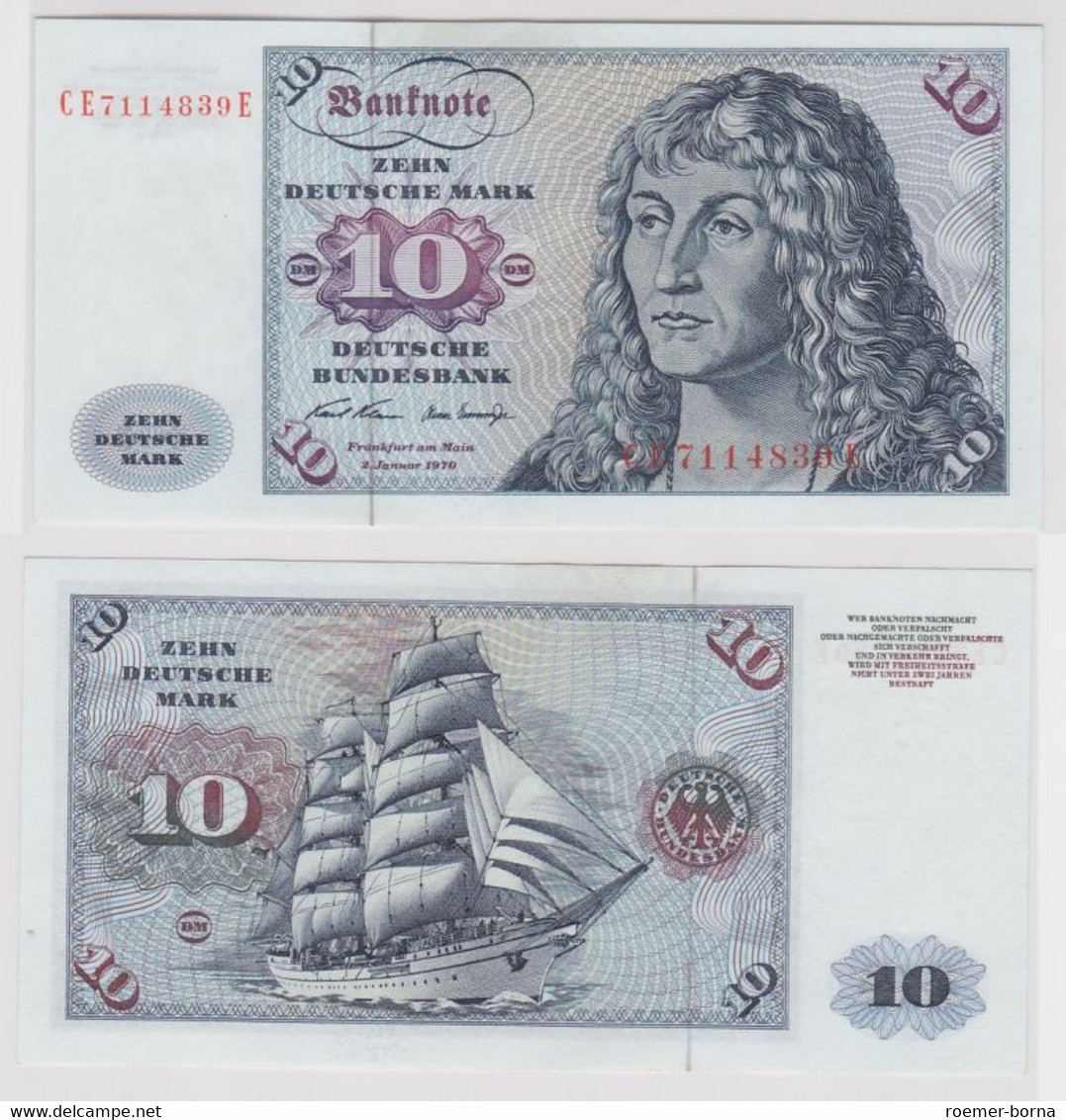 T147041 Banknote 10 DM Deutsche Mark Ro. 270b Schein 2.Jan. 1970 KN CE 7114839 E - 10 Deutsche Mark