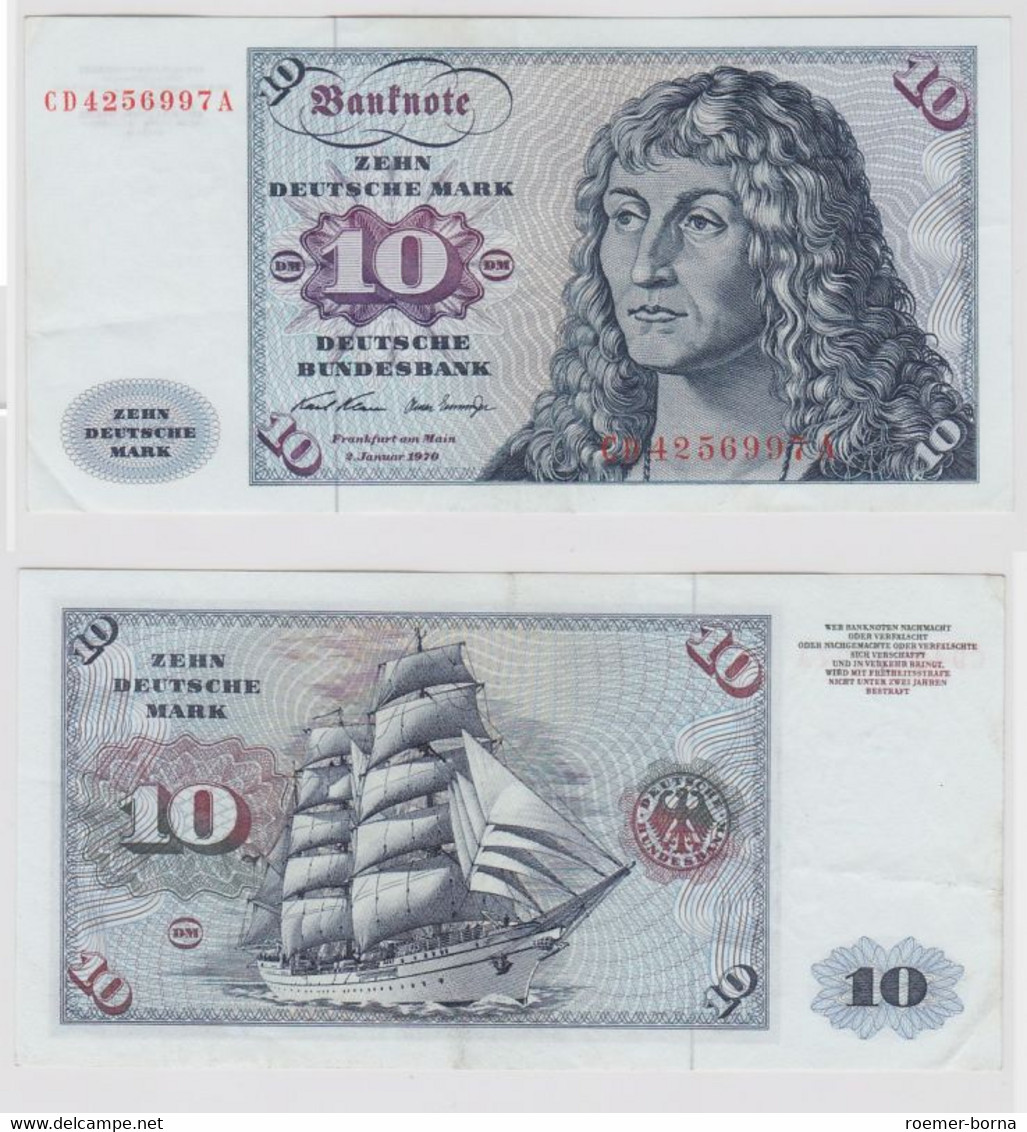 T147042 Banknote 10 DM Deutsche Mark Ro. 270a Schein 2.Jan. 1970 KN CD 4256997 A - 10 DM