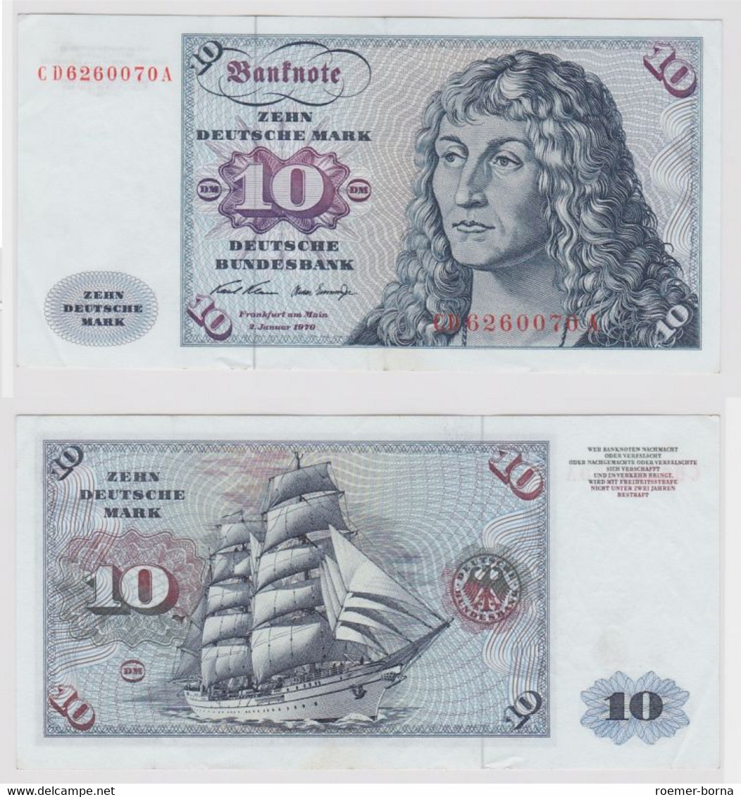 T147052 Banknote 10 DM Deutsche Mark Ro. 270a Schein 2.Jan. 1970 KN CD 6260070 A - 10 Deutsche Mark