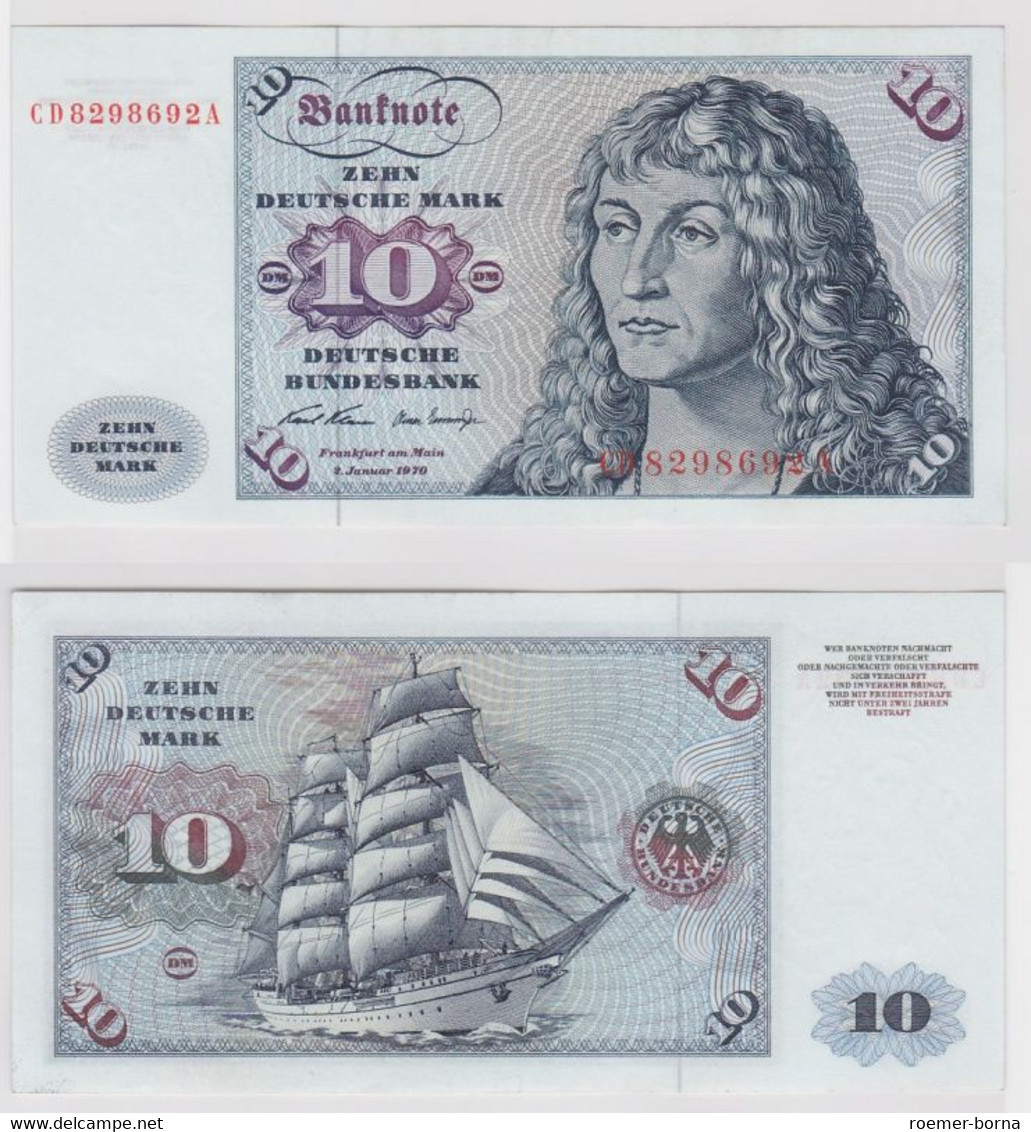 T147082 Banknote 10 DM Deutsche Mark Ro. 270a Schein 2.Jan. 1970 KN CD 8298692 A - 10 DM