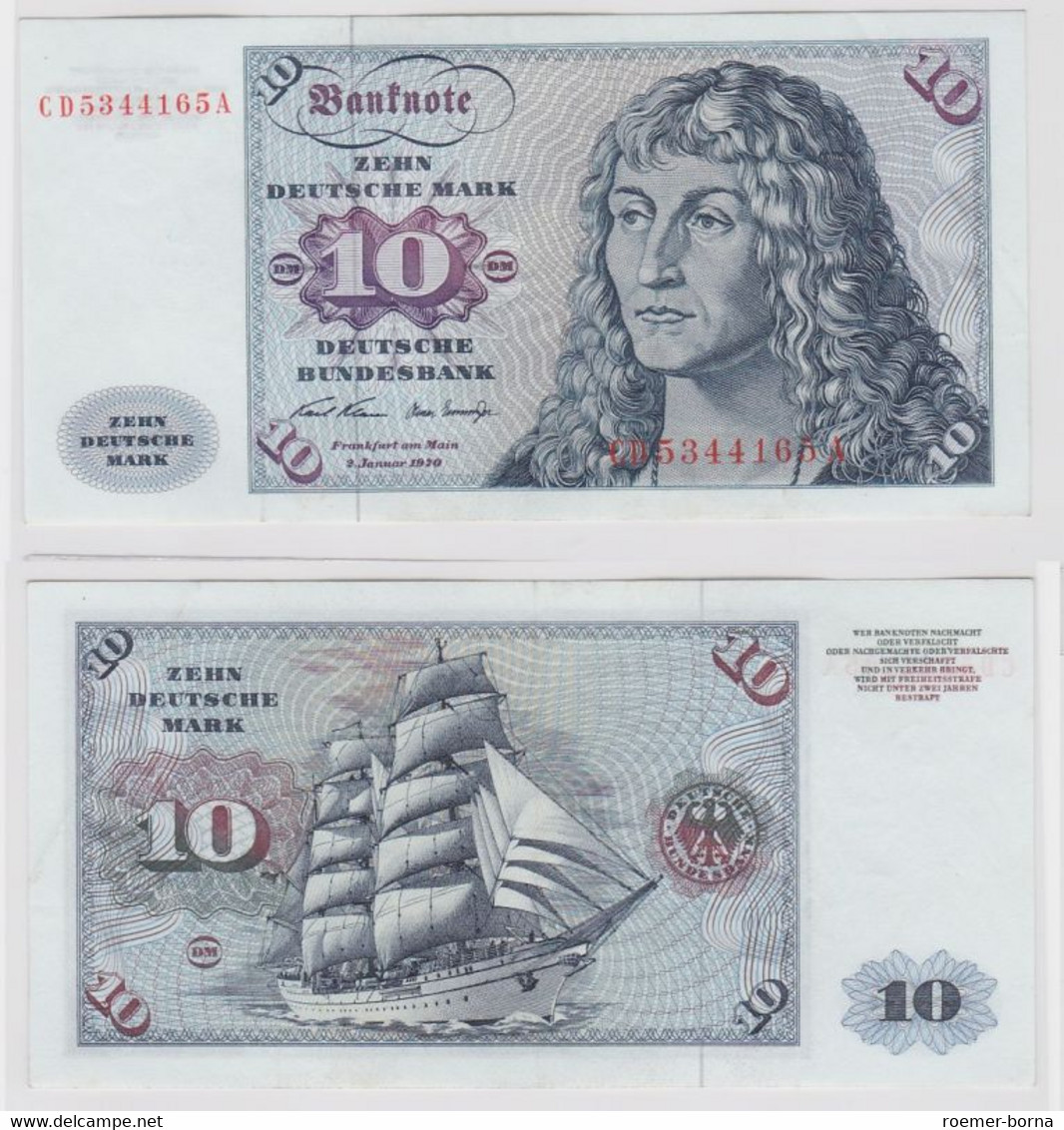 T147090 Banknote 10 DM Deutsche Mark Ro. 270a Schein 2.Jan. 1970 KN CD 5344165 A - 10 DM