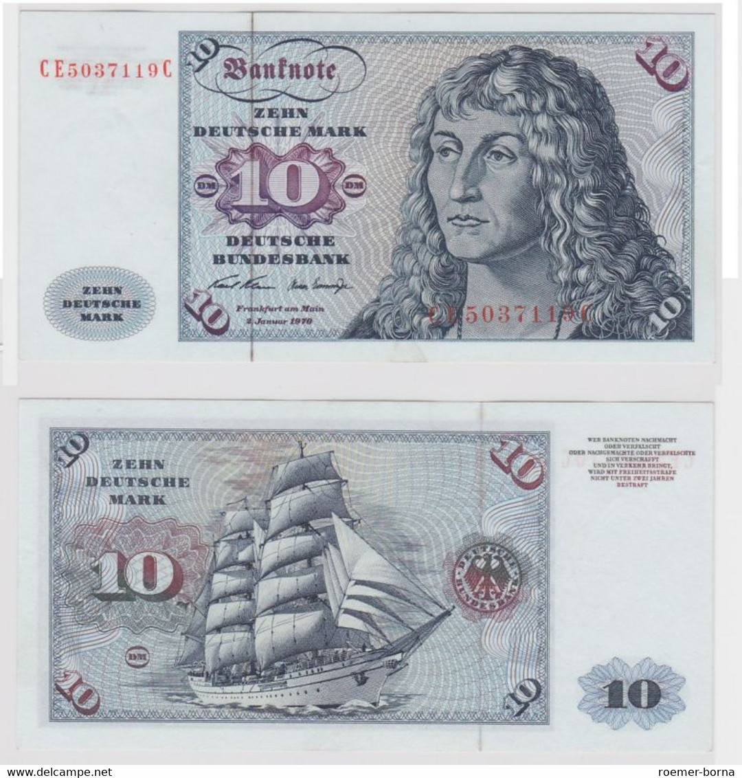 T147119 Banknote 10 DM Deutsche Mark Ro. 270b Schein 2.Jan. 1970 KN CE 5037119 C - 10 Deutsche Mark