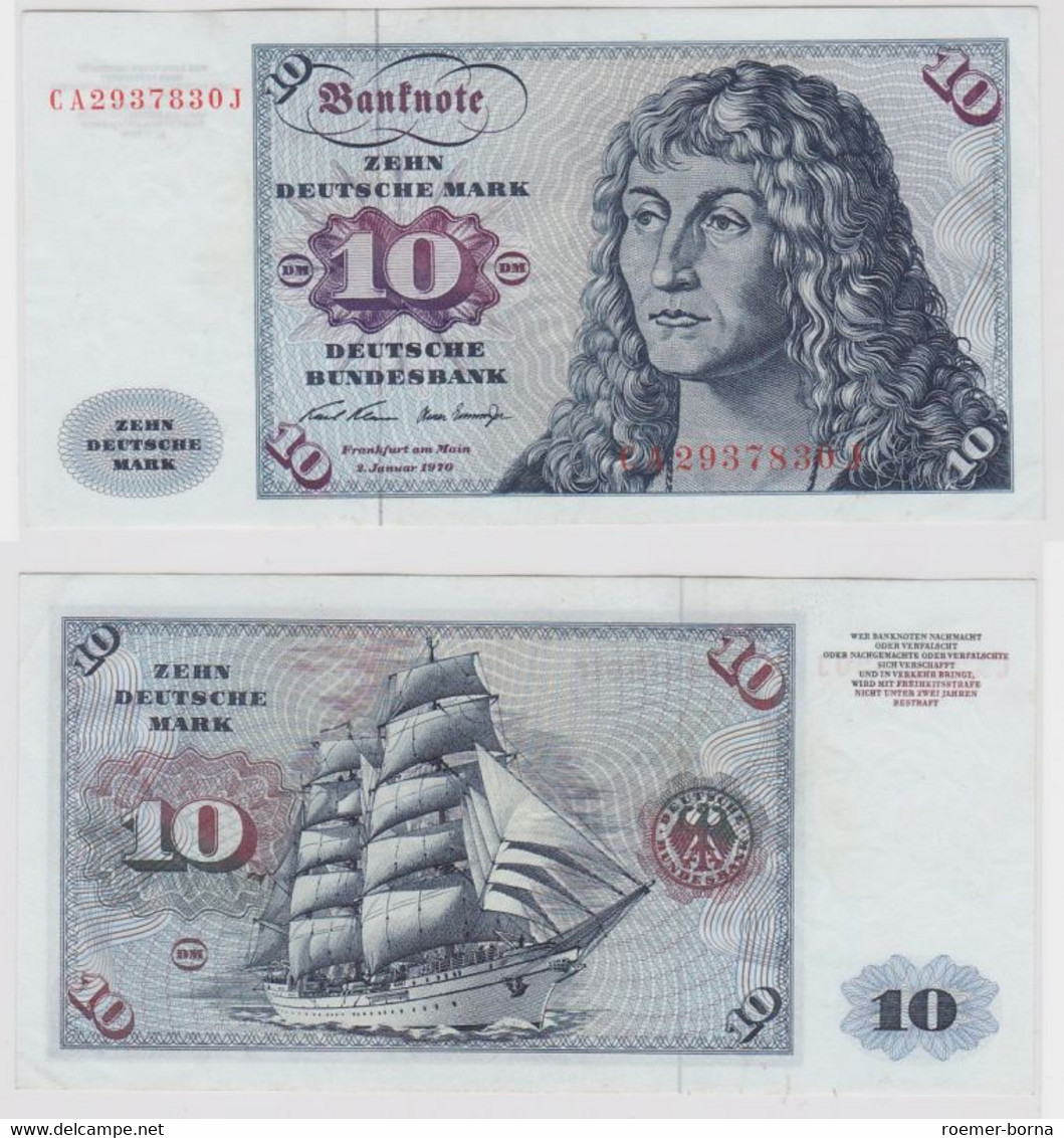 T147148 Banknote 10 DM Deutsche Mark Ro. 270a Schein 2.Jan. 1970 KN CA 2937830 J - 10 Deutsche Mark