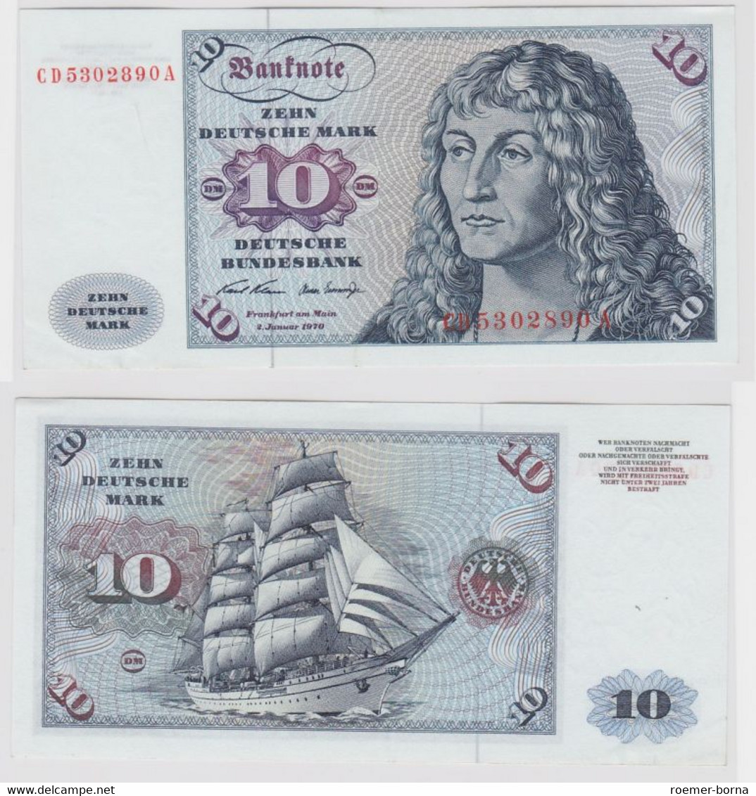 T147152 Banknote 10 DM Deutsche Mark Ro. 270a Schein 2.Jan. 1970 KN CD 5302890 A - 10 DM