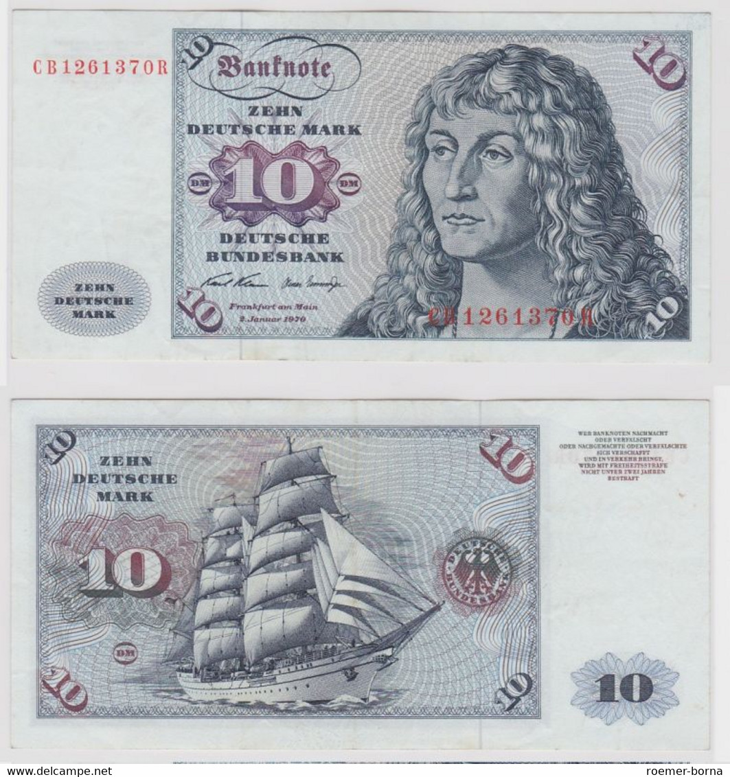 T147156 Banknote 10 DM Deutsche Mark Ro. 270a Schein 2.Jan. 1970 KN CB 1261370 R - 10 DM