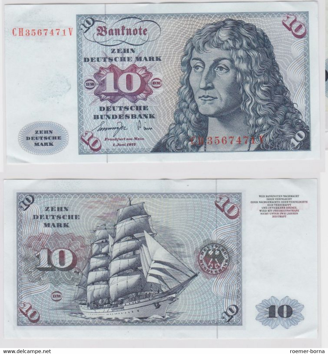 T147158 Banknote 10 DM Deutsche Mark Ro. 275a Schein 1.Juni 1977 KN CH 3567471 V - 10 DM