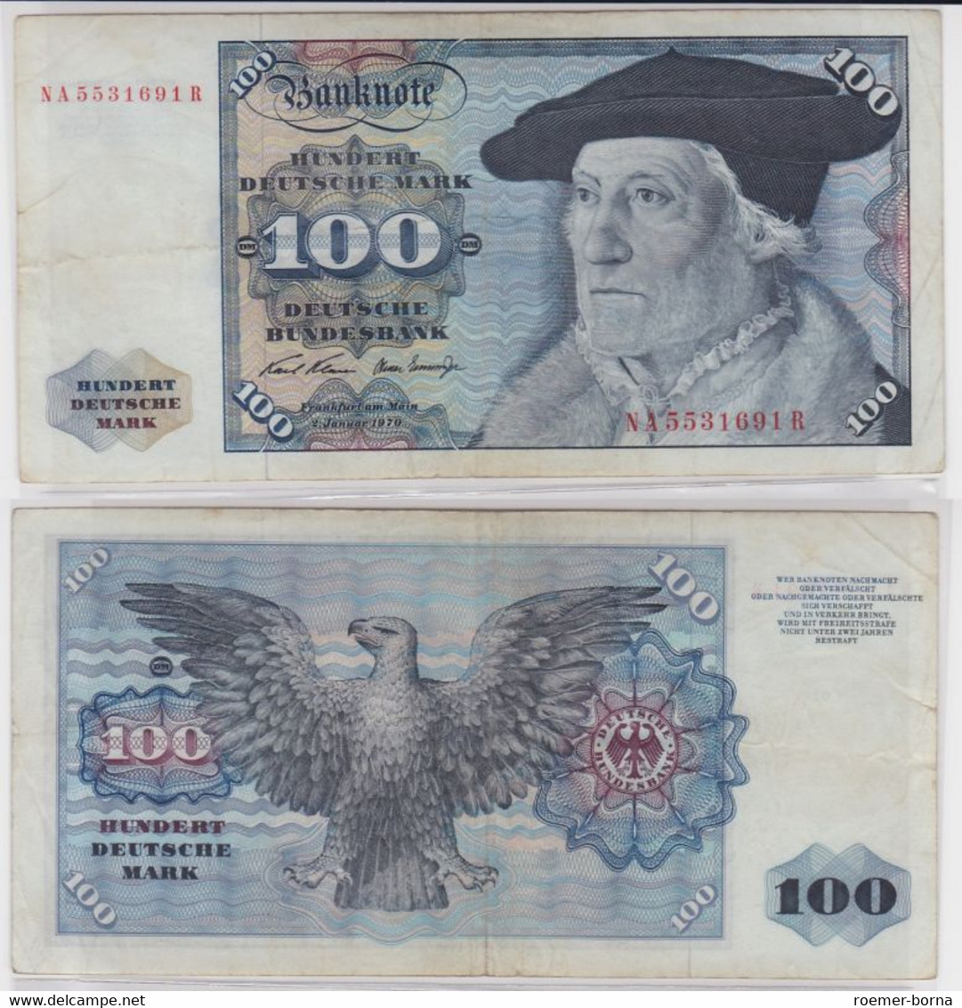 T147174 Banknote 100 DM Deutsche Mark Ro 273a Schein 2.Jan. 1970 KN NA 5531691 R - 100 DM