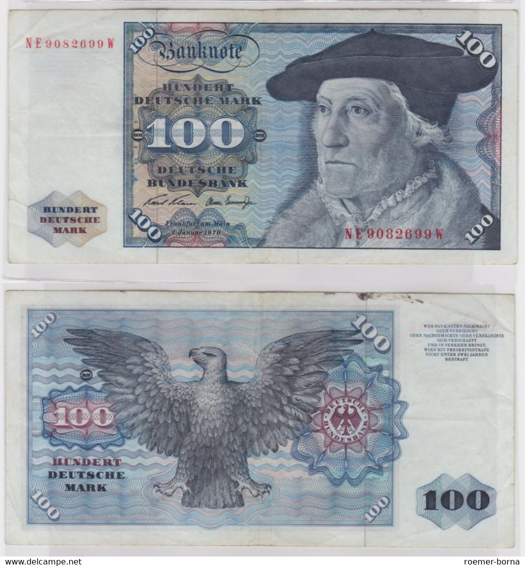 T147175 Banknote 100 DM Deutsche Mark Ro. 273b Schein 2.Jan 1970 KN NE 9082699 W - 100 Deutsche Mark