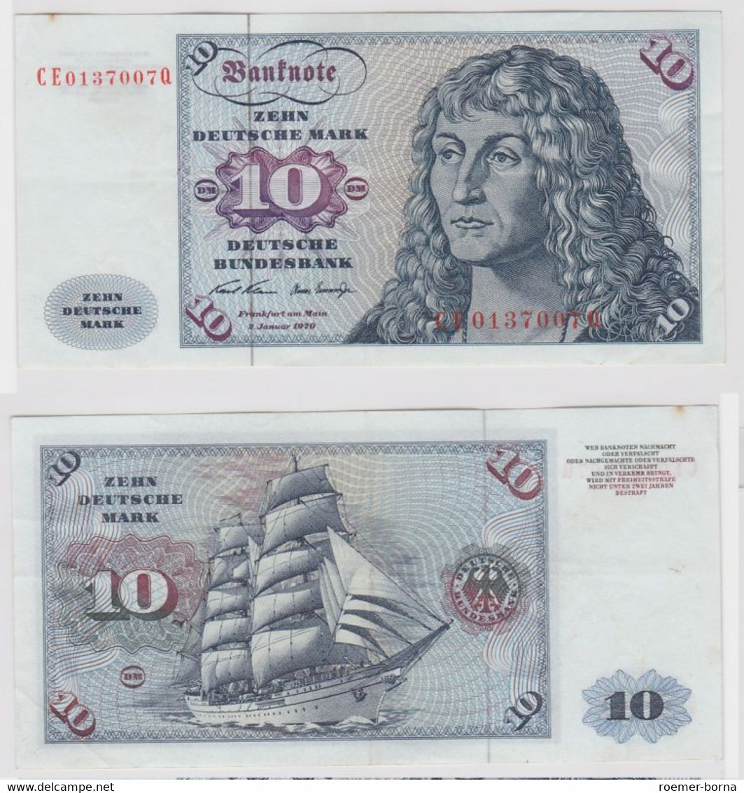 T147189 Banknote 10 DM Deutsche Mark Ro. 270b Schein 2.Jan. 1970 KN CE 0137007 Q - 10 DM