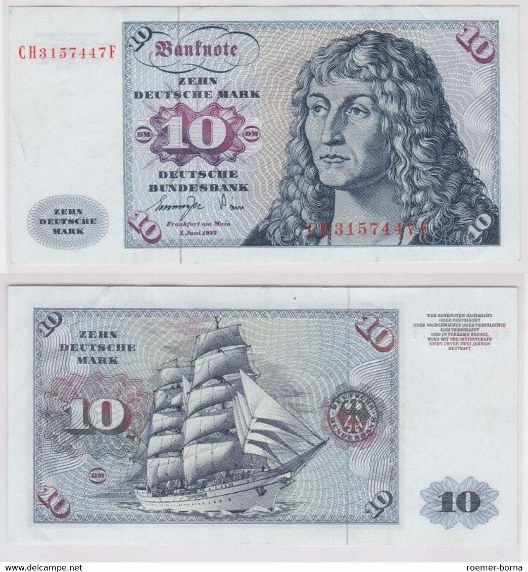 T147194 Banknote 10 DM Deutsche Mark Ro. 275a Schein 1.Juni 1977 KN CH 3157447 F - 10 DM