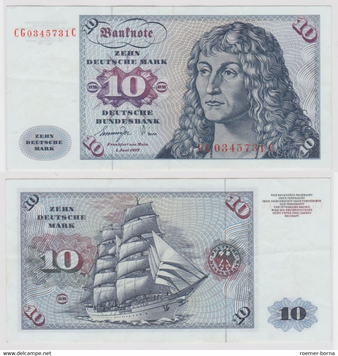 T147200 Banknote 10 DM Deutsche Mark Ro. 275a Schein 1.Juni 1977 KN CG 0345731 C - 10 DM