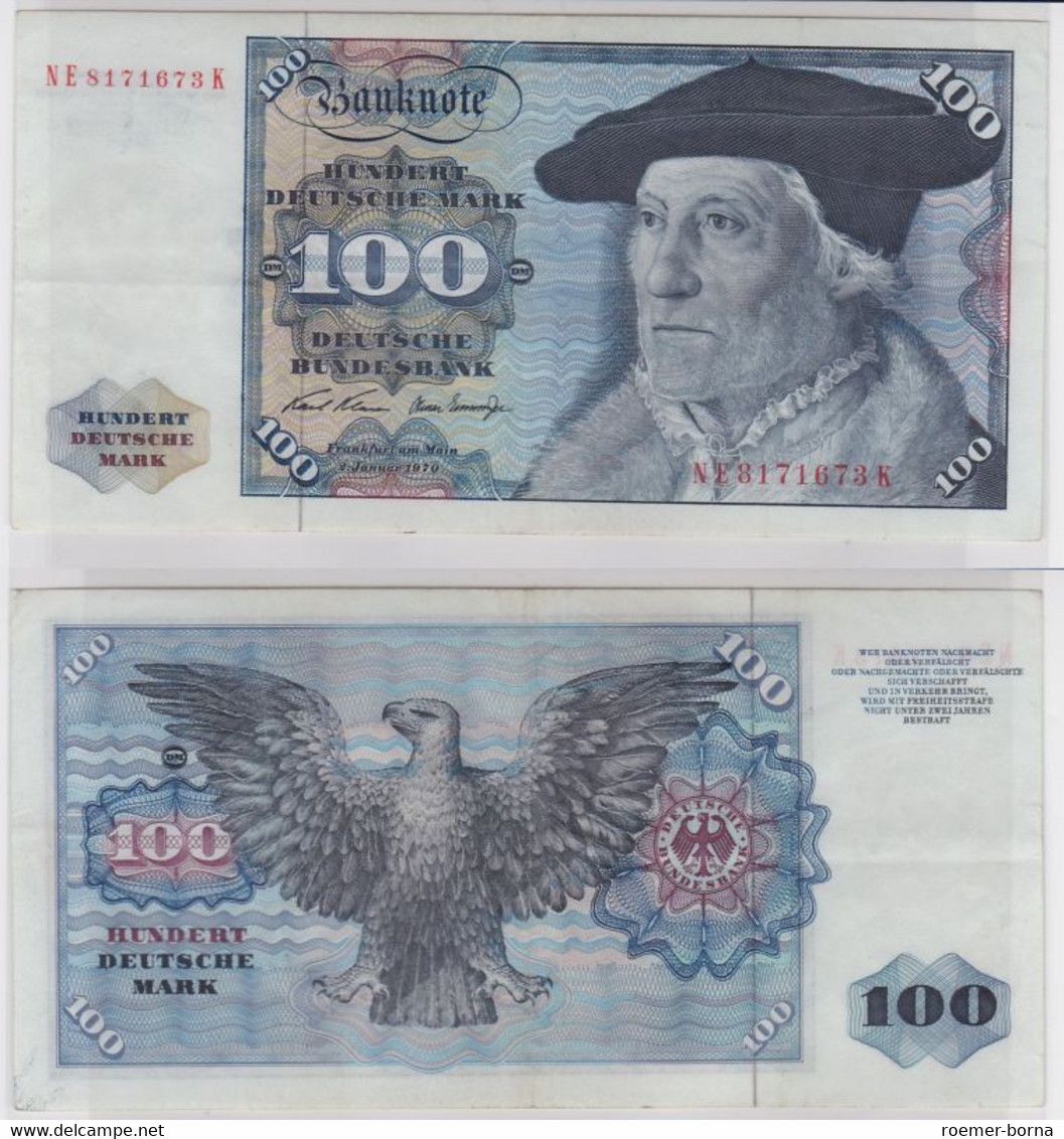 T147216 Banknote 100 DM Deutsche Mark Ro. 273b Schein 2.Jan 1970 KN NE 8171673 K - 100 DM