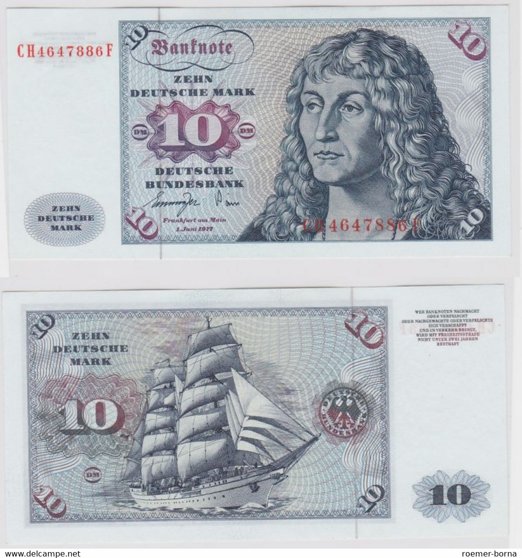 T147227 Banknote 10 DM Deutsche Mark Ro. 275a Schein 1.Juni 1977 KN CH 4647886 F - 10 Deutsche Mark