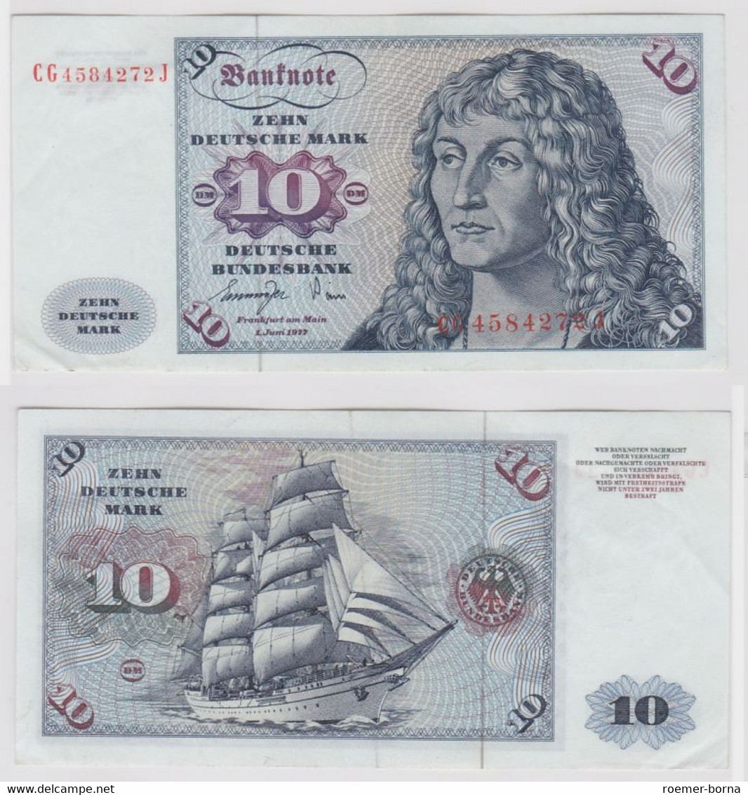 T147234 Banknote 10 DM Deutsche Mark Ro. 275a Schein 1.Juni 1977 KN CG 4584272 J - 10 Deutsche Mark