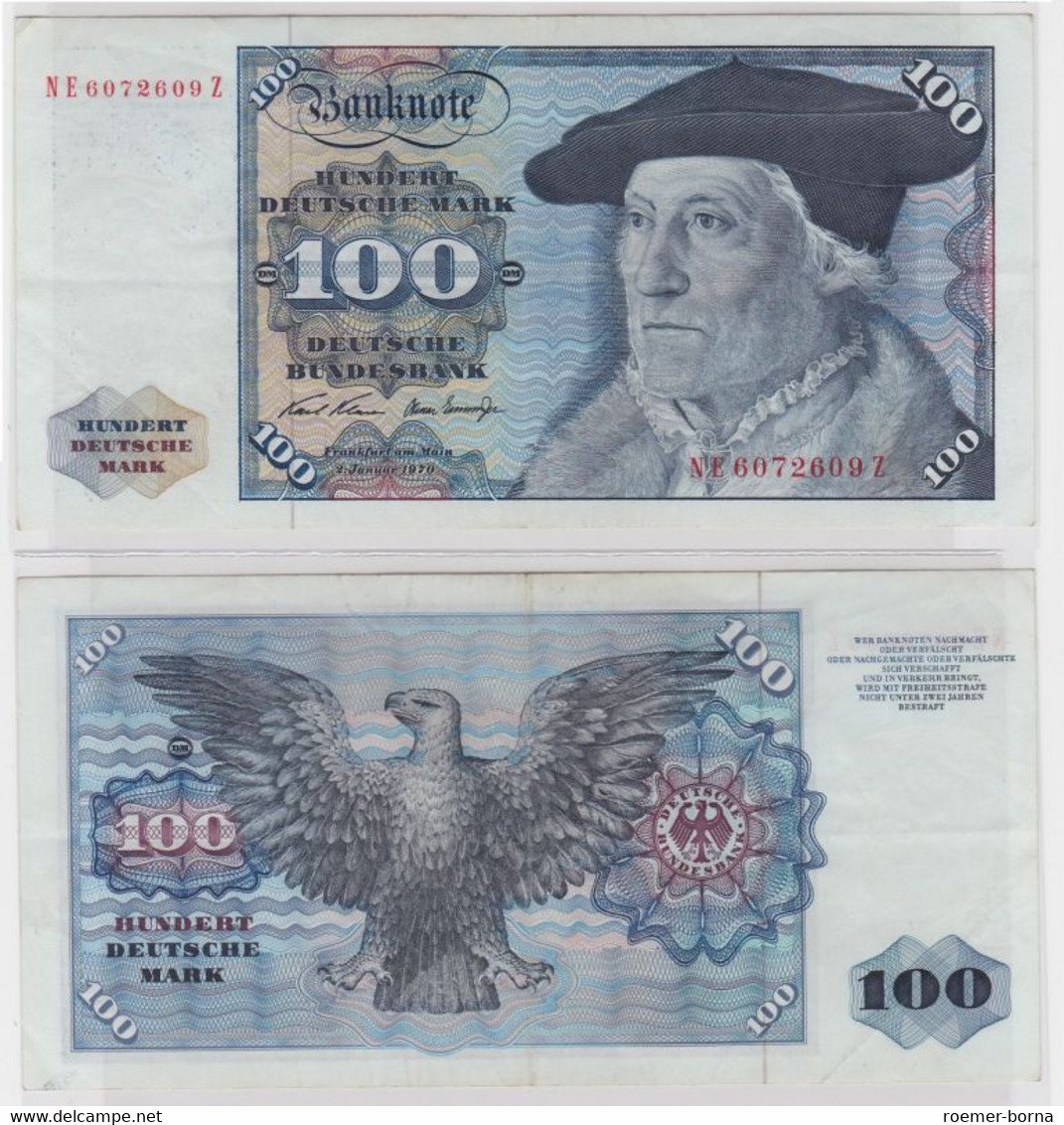 T147261 Banknote 100 DM Deutsche Mark Ro. 273b Schein 2.Jan 1970 KN NE 6072609 Z - 100 Deutsche Mark