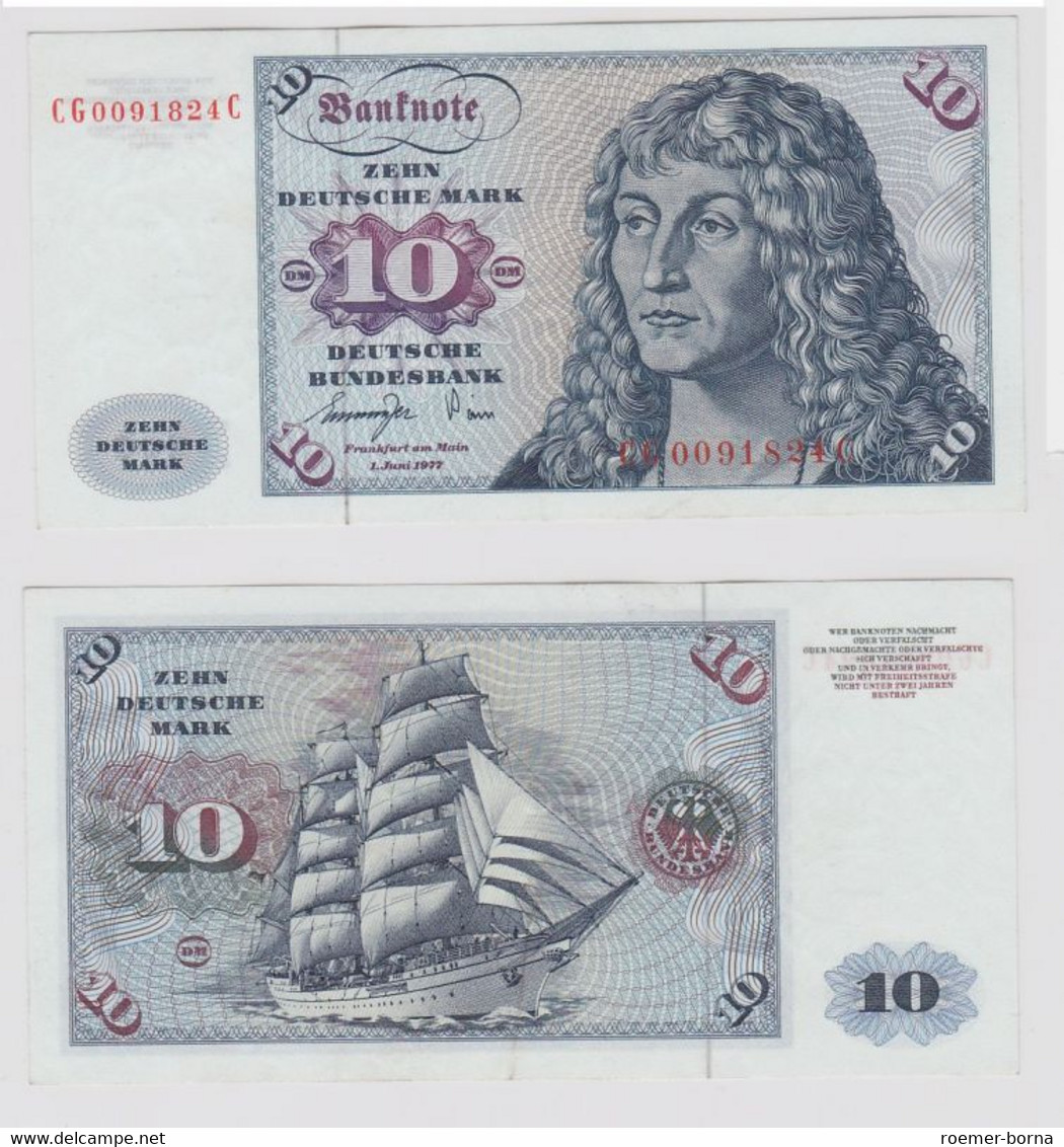 T147274 Banknote 10 DM Deutsche Mark Ro. 275a Schein 1.Juni 1977 KN CG 0091824 C - 10 Deutsche Mark