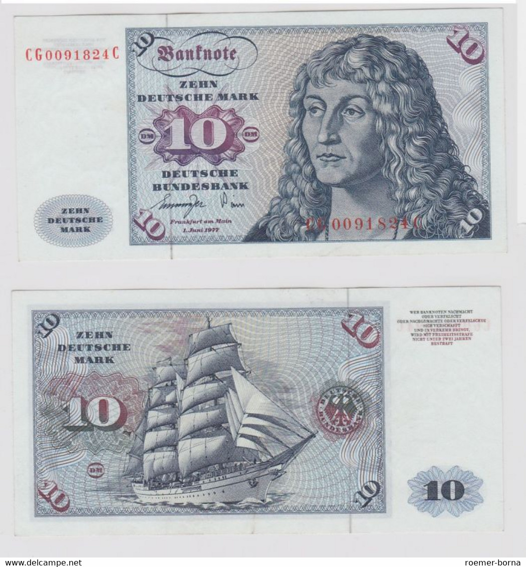 T147274 Banknote 10 DM Deutsche Mark Ro. 275a Schein 1.Juni 1977 KN CG 0091824 C - 10 DM