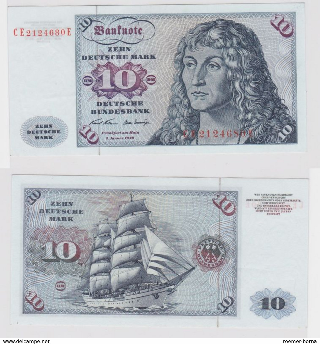 T147291 Banknote 10 DM Deutsche Mark Ro. 270b Schein 2.Jan. 1970 KN CE 2124680 E - 10 DM