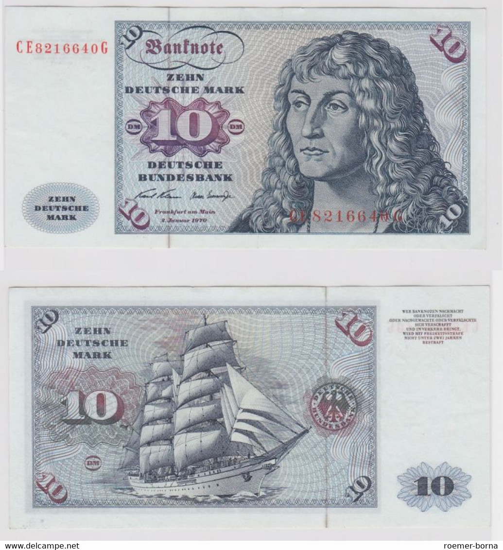 T147309 Banknote 10 DM Deutsche Mark Ro. 270b Schein 2.Jan. 1970 KN CE 8216640 G - 10 Deutsche Mark