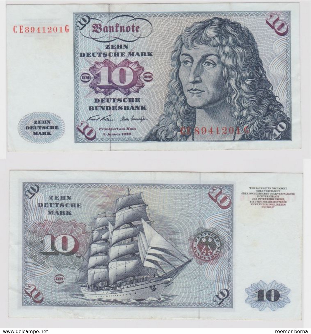 T147347 Banknote 10 DM Deutsche Mark Ro. 270b Schein 2.Jan. 1970 KN CE 8941201 G - 10 Deutsche Mark