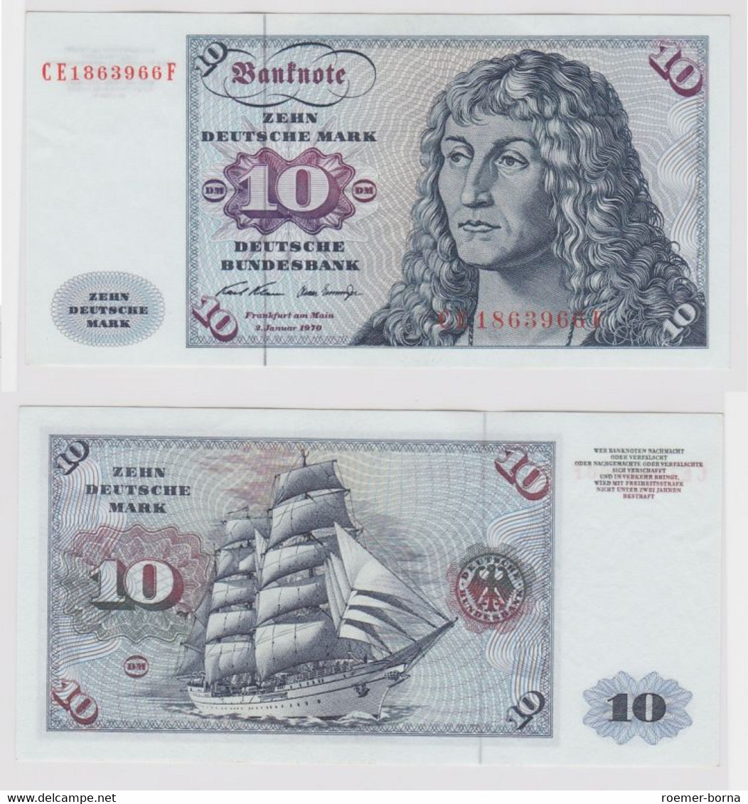 T147351 Banknote 10 DM Deutsche Mark Ro. 270b Schein 2.Jan. 1970 KN CE 1863966 F - 10 Deutsche Mark