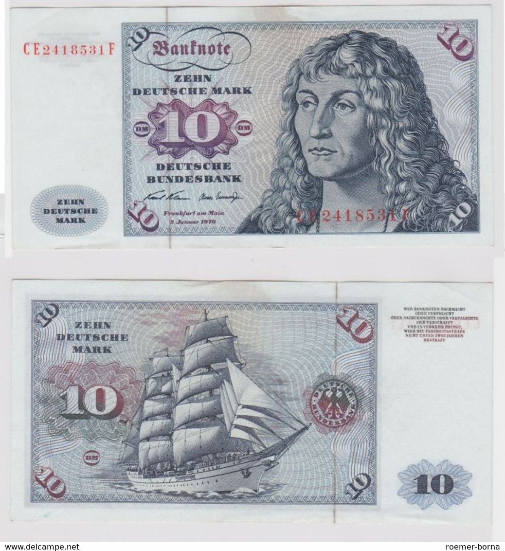 T147375 Banknote 10 DM Deutsche Mark Ro. 270b Schein 2.Jan. 1970 KN CE 2418531 F - 10 DM