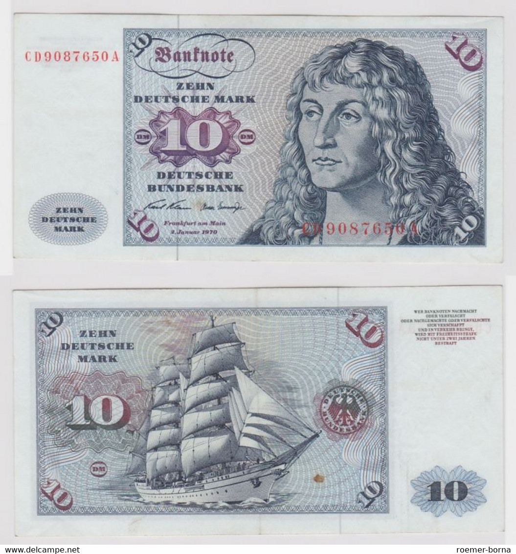 T147379 Banknote 10 DM Deutsche Mark Ro. 270a Schein 2.Jan. 1970 KN CD 9087650 A - 10 Deutsche Mark