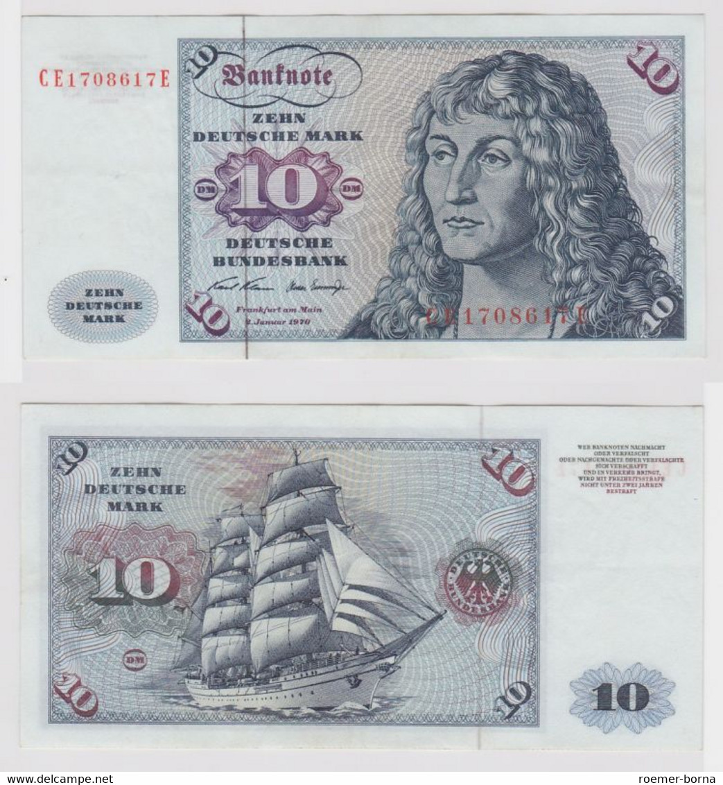 T147387 Banknote 10 DM Deutsche Mark Ro. 270b Schein 2.Jan. 1970 KN CE 1708617 E - 10 Deutsche Mark