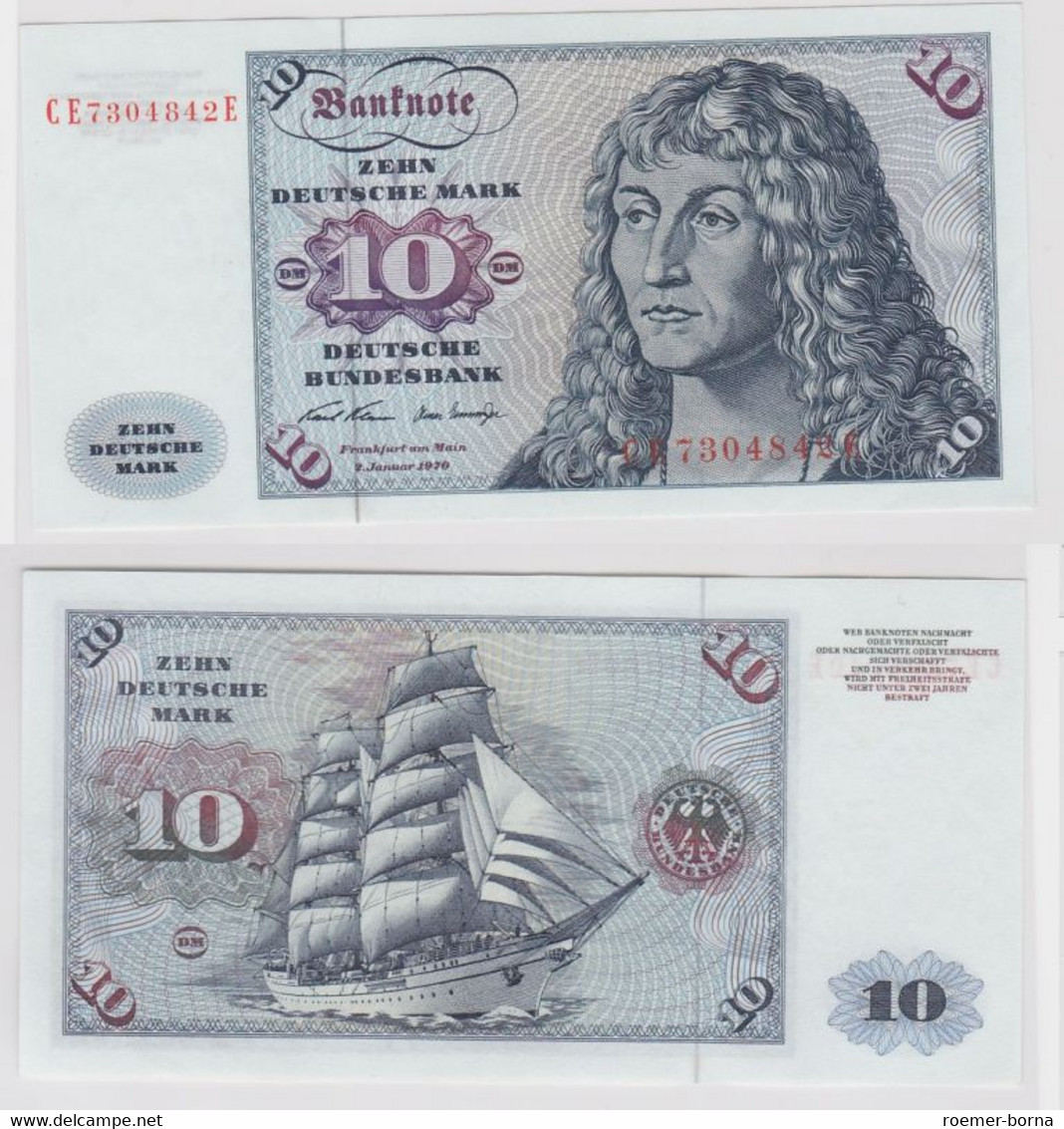 T147414 Banknote 10 DM Deutsche Mark Ro. 270b Schein 2.Jan. 1970 KN CE 7304842 E - 10 DM