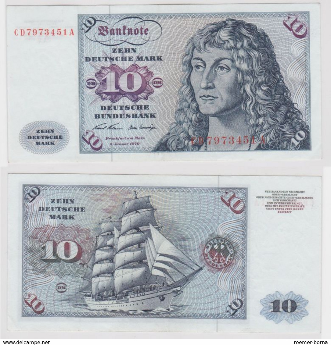 T147418 Banknote 10 DM Deutsche Mark Ro. 270a Schein 2.Jan. 1970 KN CD 7973451 A - 10 DM