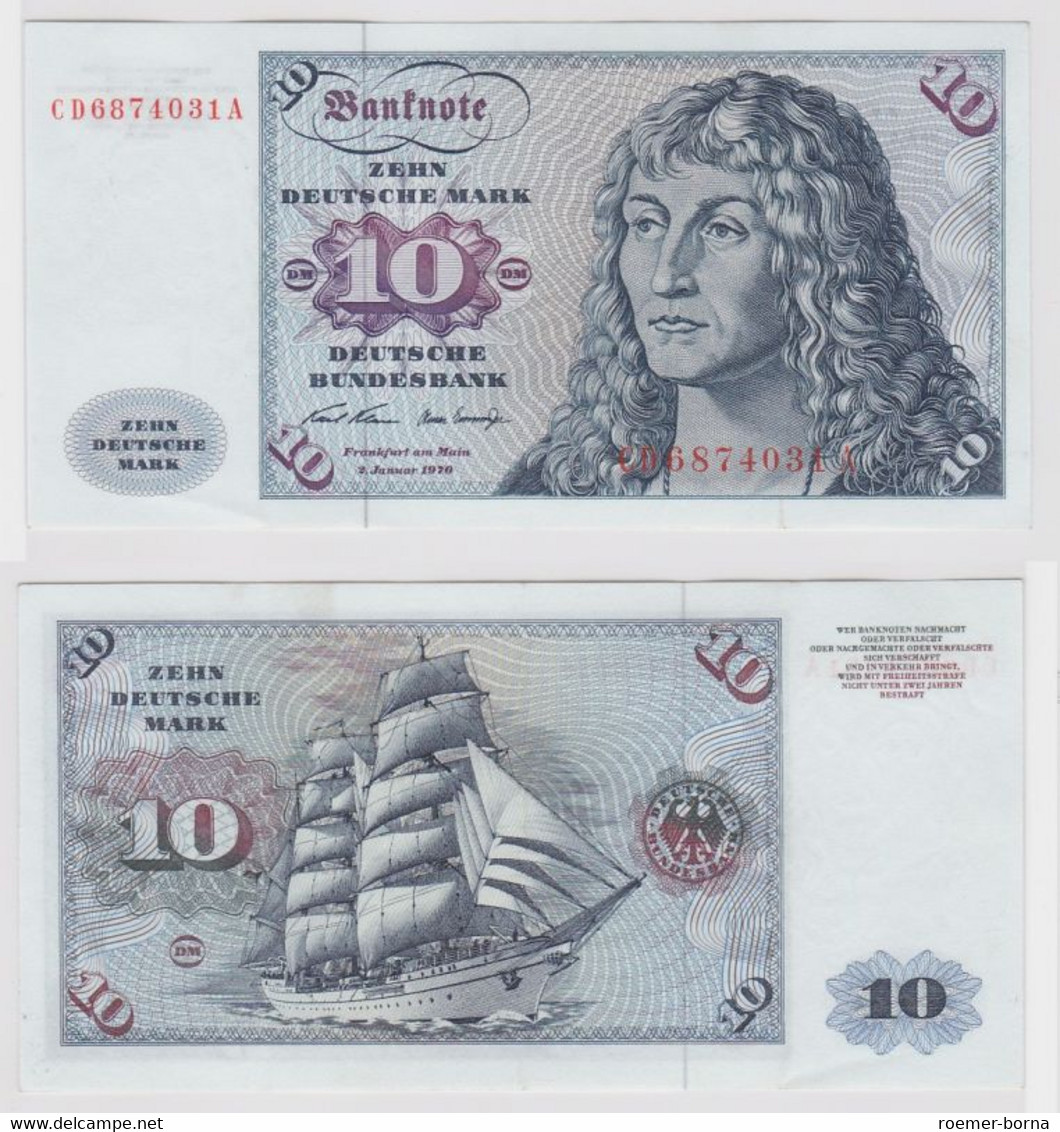 T147431 Banknote 10 DM Deutsche Mark Ro. 270a Schein 2.Jan. 1970 KN CD 6874031 A - 10 DM