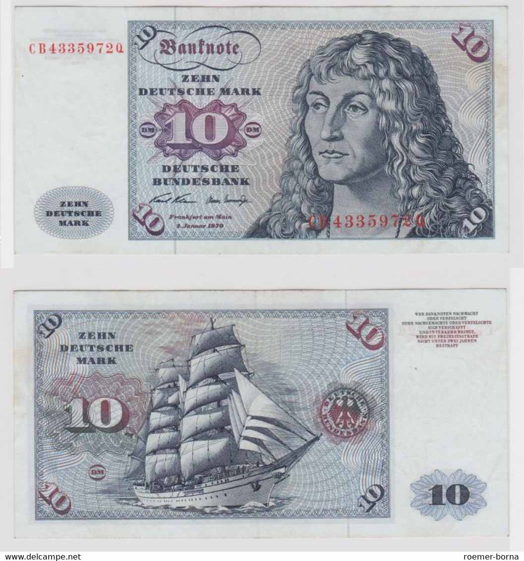 T147452 Banknote 10 DM Deutsche Mark Ro. 270a Schein 2.Jan. 1970 KN CB 4335972 Q - 10 Deutsche Mark