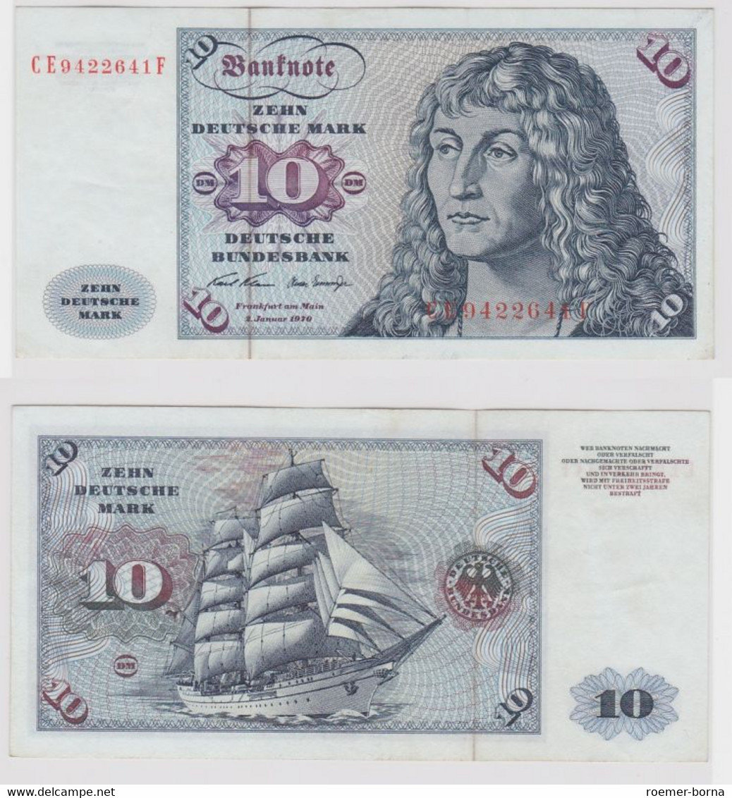 T147453 Banknote 10 DM Deutsche Mark Ro. 270b Schein 2.Jan. 1970 KN CE 9422641 F - 10 DM
