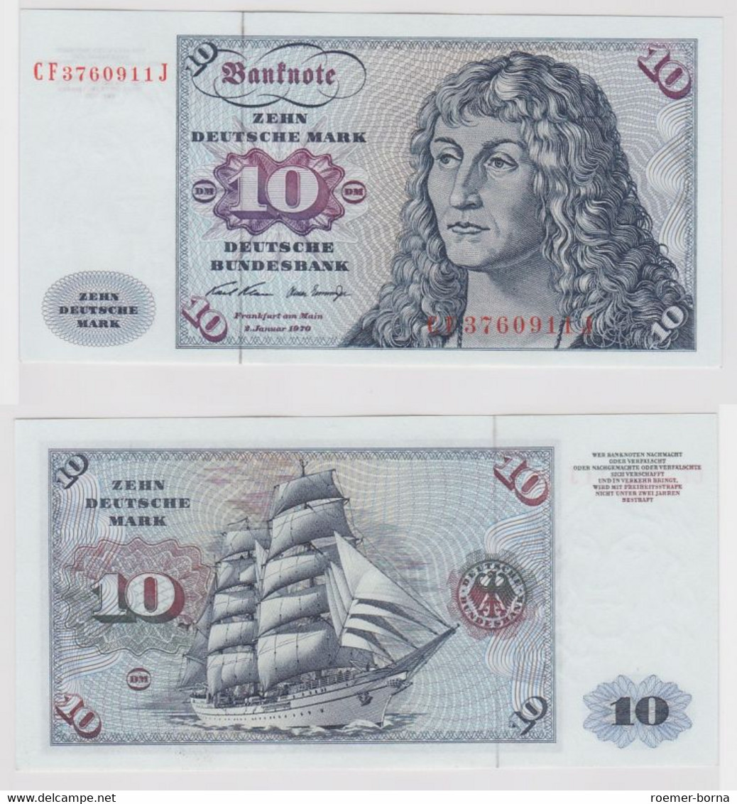 T147457 Banknote 10 DM Deutsche Mark Ro. 270b Schein 2.Jan. 1970 KN CF 3760911 J - 10 DM