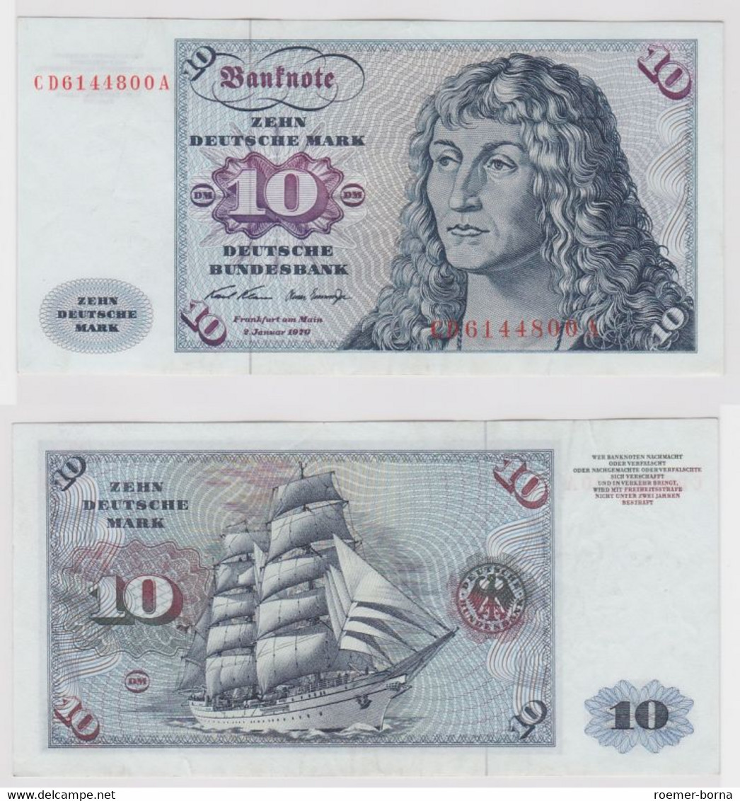 T147460 Banknote 10 DM Deutsche Mark Ro. 270a Schein 2.Jan. 1970 KN CD 6144800 A - 10 DM